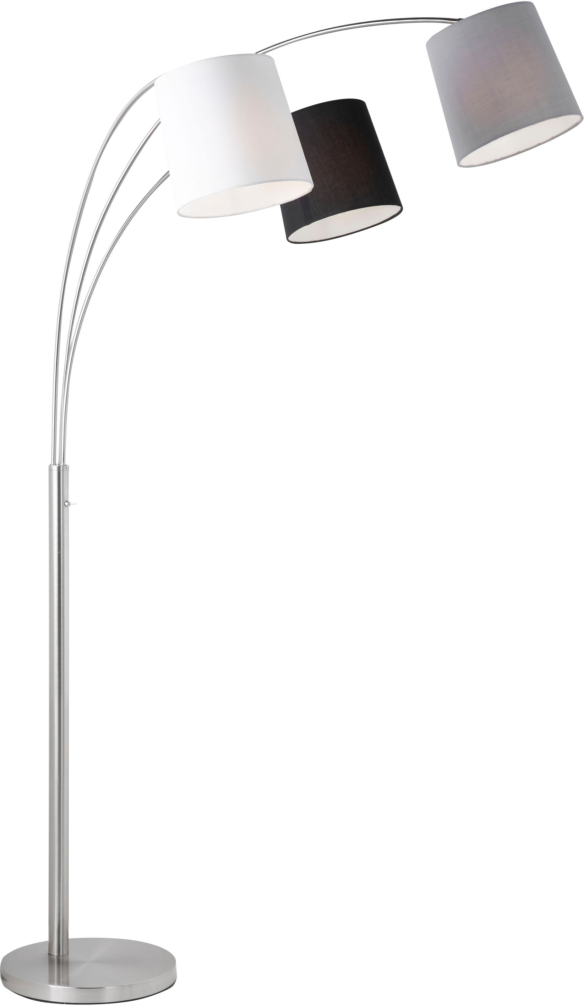 »MELVIN«, der Stoff Metall Stehlampe weiß, Kippschalter Stehleuchte, schwarz, Direkt online OTTO u. Leuchten flammig-flammig, bei 3 grau, an