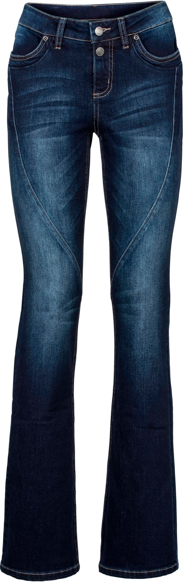 bonprix Bootcut-Jeans »Bootcut Jeans Mid Waist, Stretch« Regular Fit, mit Teilungsnaht an der Vorderseite