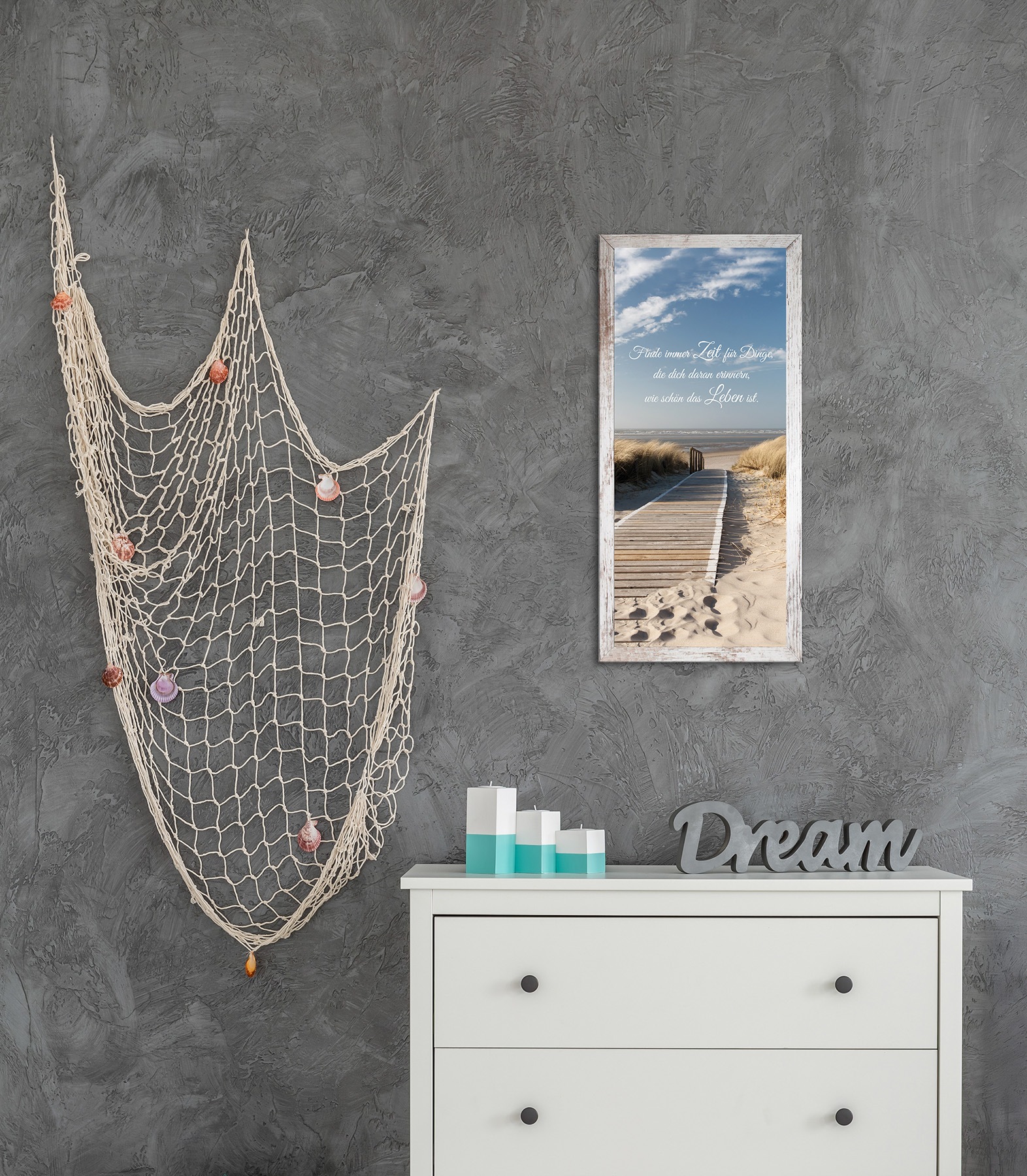 Bönninghoff Bild mit Rahmen »Wandbild gerahmt STRAND 23x49 cm – Natur Wanddeko modern« Meer | Sprüche & Texte | Strand 1 Stk. tlg. mit dekorativem Rahmen