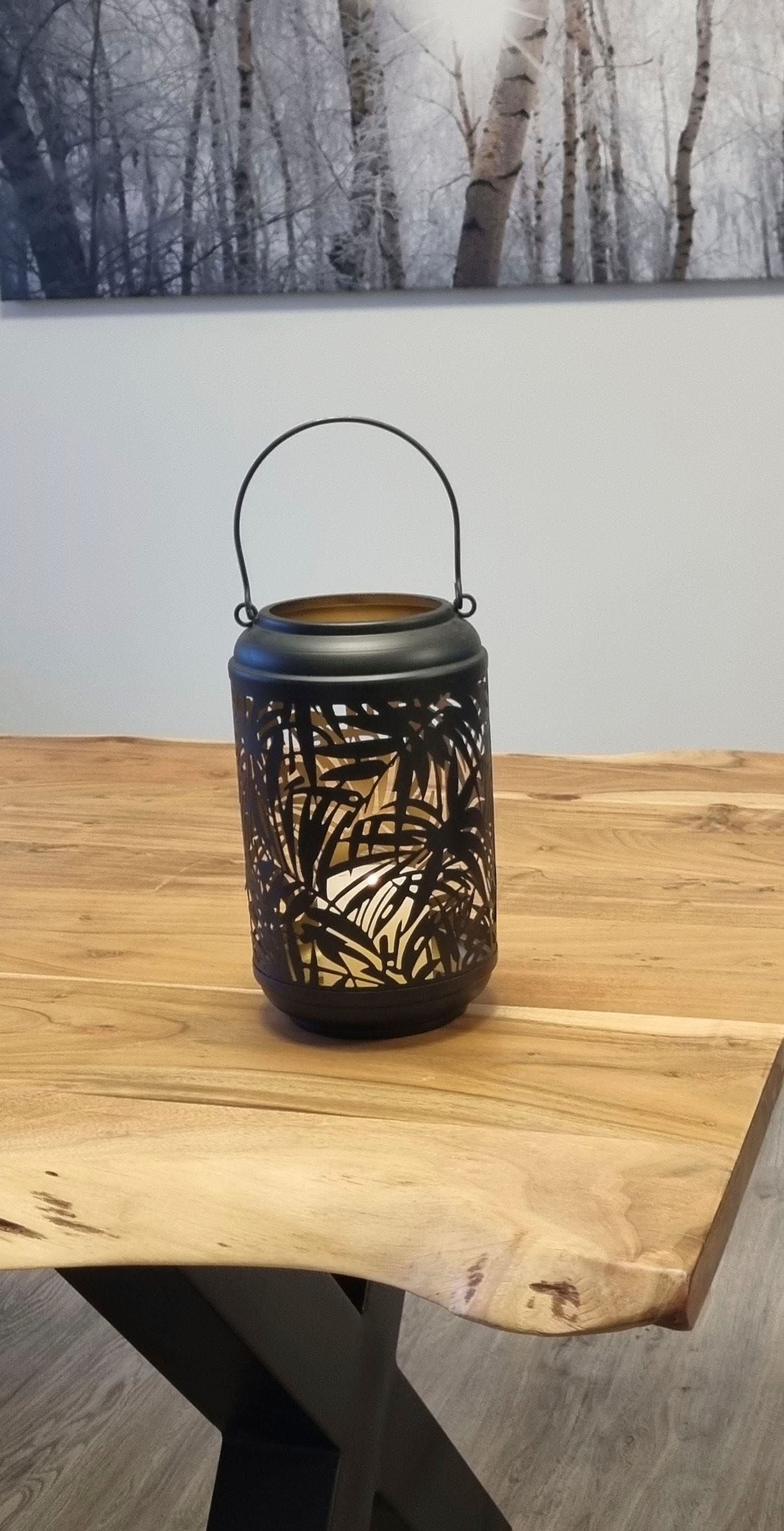 Ambiente Haus Kerzenlaterne »Laterne Palmdesign Metall - (H) 36 cm«, (1 St.)