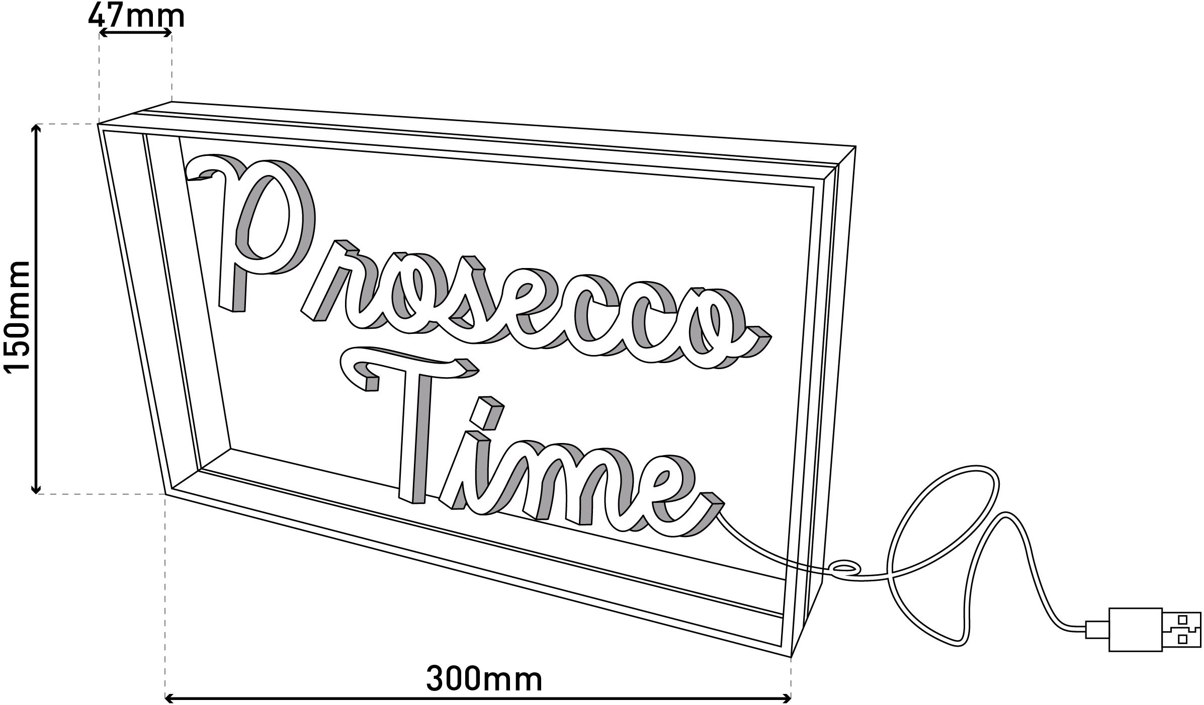näve LED Dekolicht »PROSECCO TIME« LED-Modul 1 Stk. blau | rot Schriftzug beleuchtet blau rot, Tisch- Wandfunktion, transparent, USB