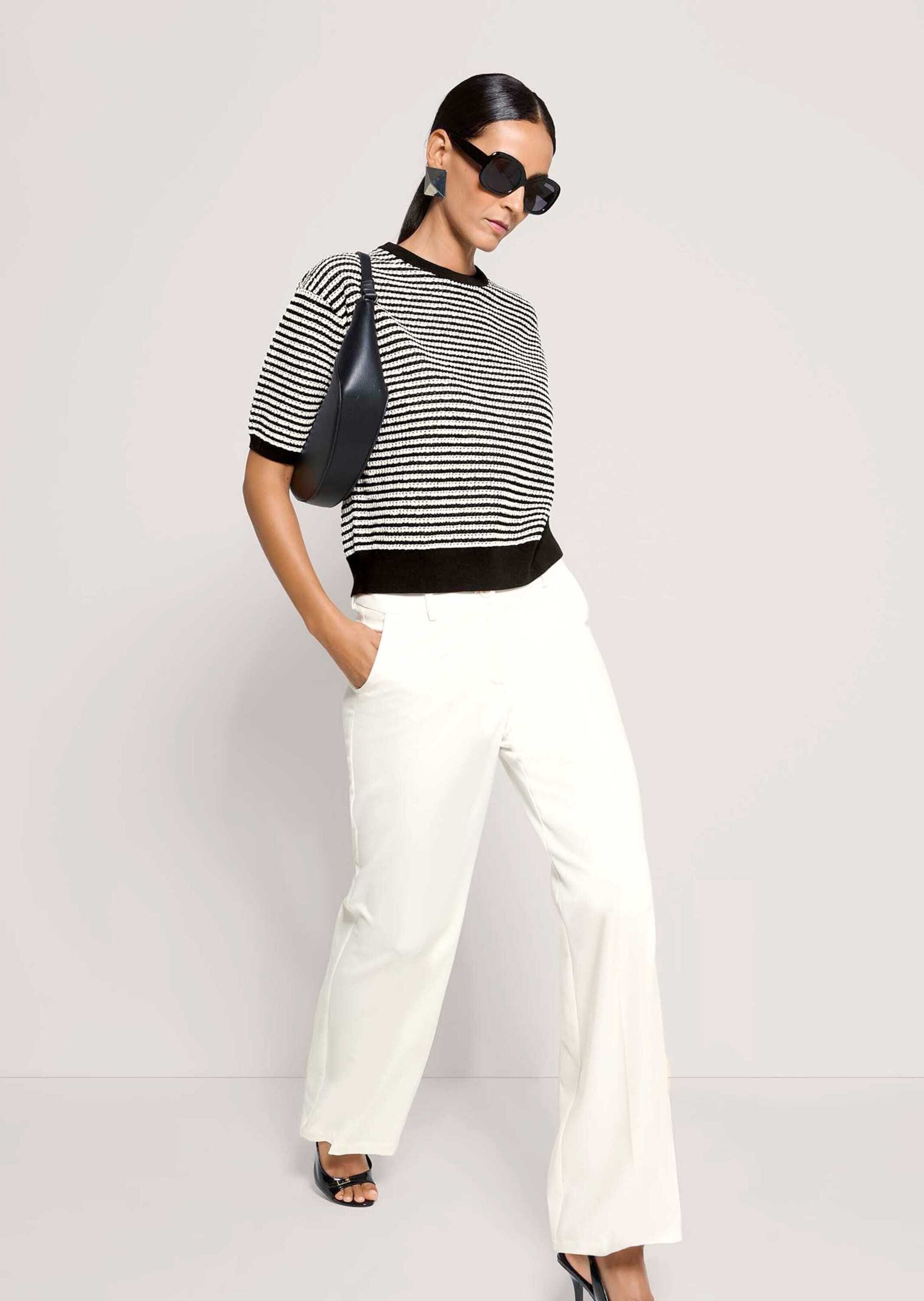 MADELEINE Longpullover »Wollpullover Sommerpullover mit Streifenmuster« Strukturstrick