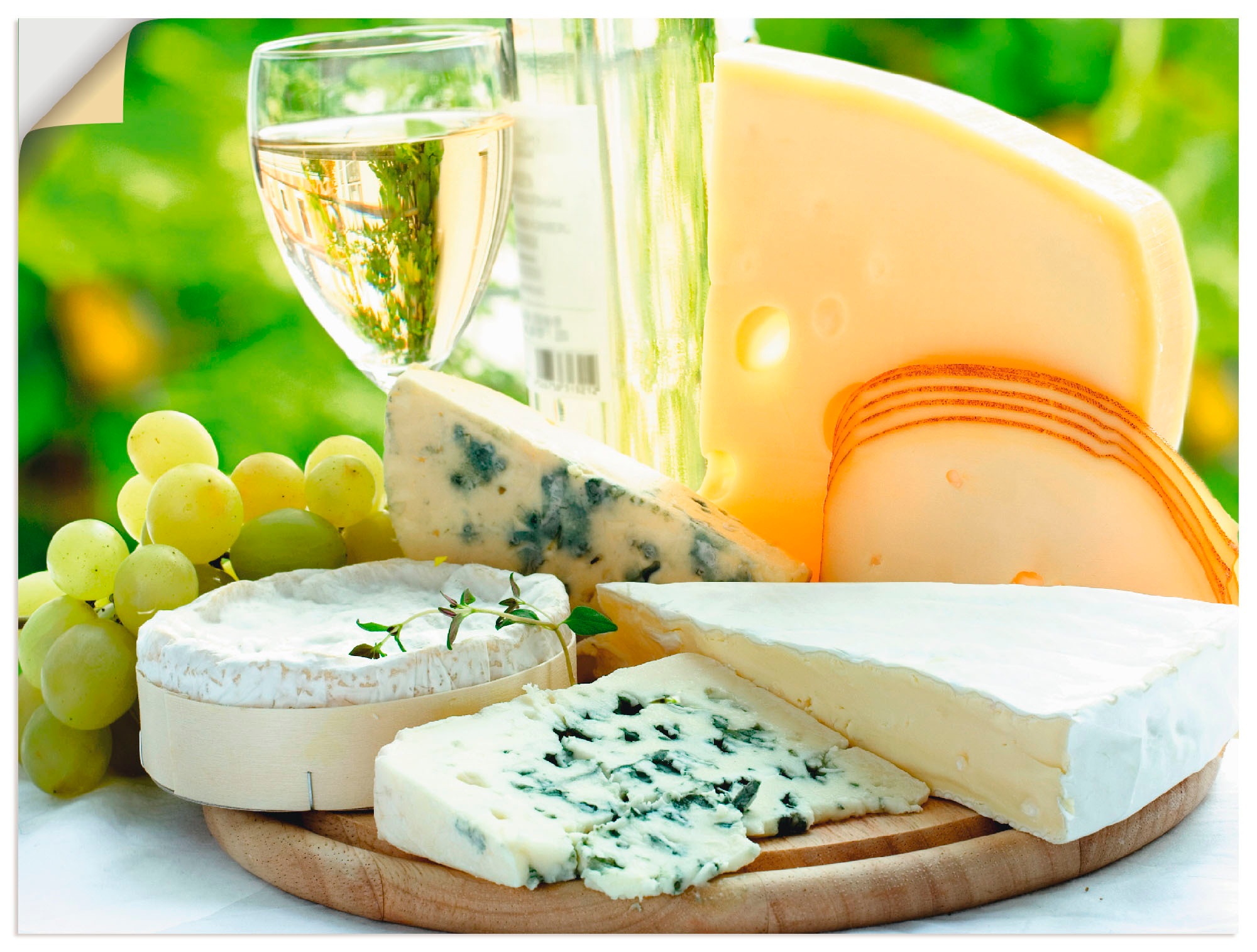 Artland Wandbild »Käse & Wein«, Lebensmittel, (1 St.), in vielen Größen & Produktarten - Alubild / Outdoorbild für den Außenbereich, Leinwandbild, Poster, Wandaufkleber / Wandtattoo auch für Badezimmer geeignet