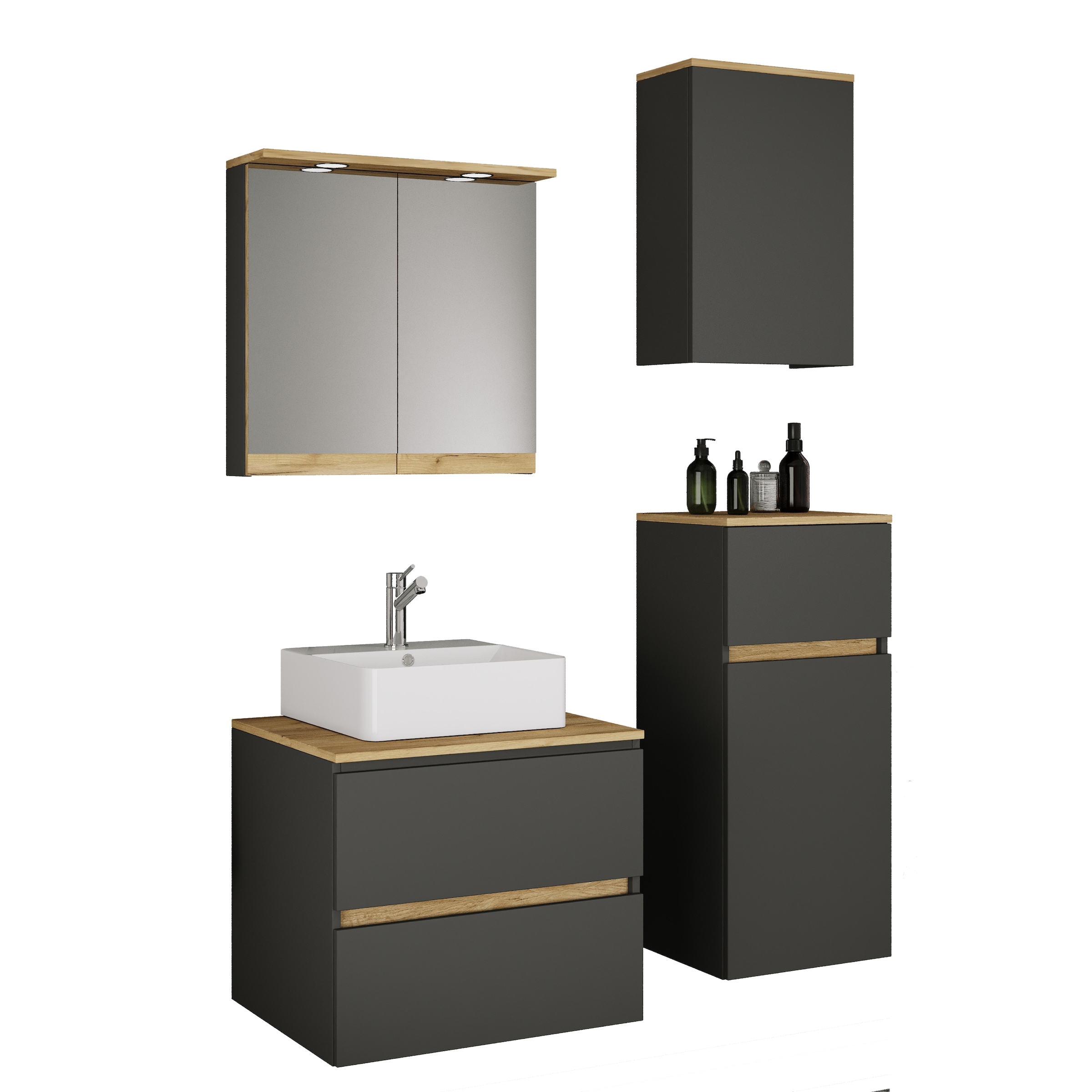 VCM Waschtisch »5 tlg. Badmöbel-Set mit Waschbecken Cosila-A 60 cm« 5 Stk. tlg.
