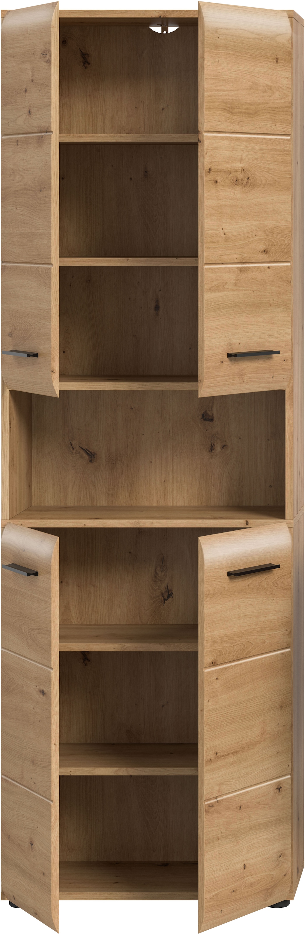 INOSIGN Stauraumschrank »FLORENZ, TOPSELLER!, Höhe 185 cm, 4 Türen, 4 Fachböden, 1 offenes Fach« TOPSELLER!,  hochwertige MDF Front, Griff schwarz