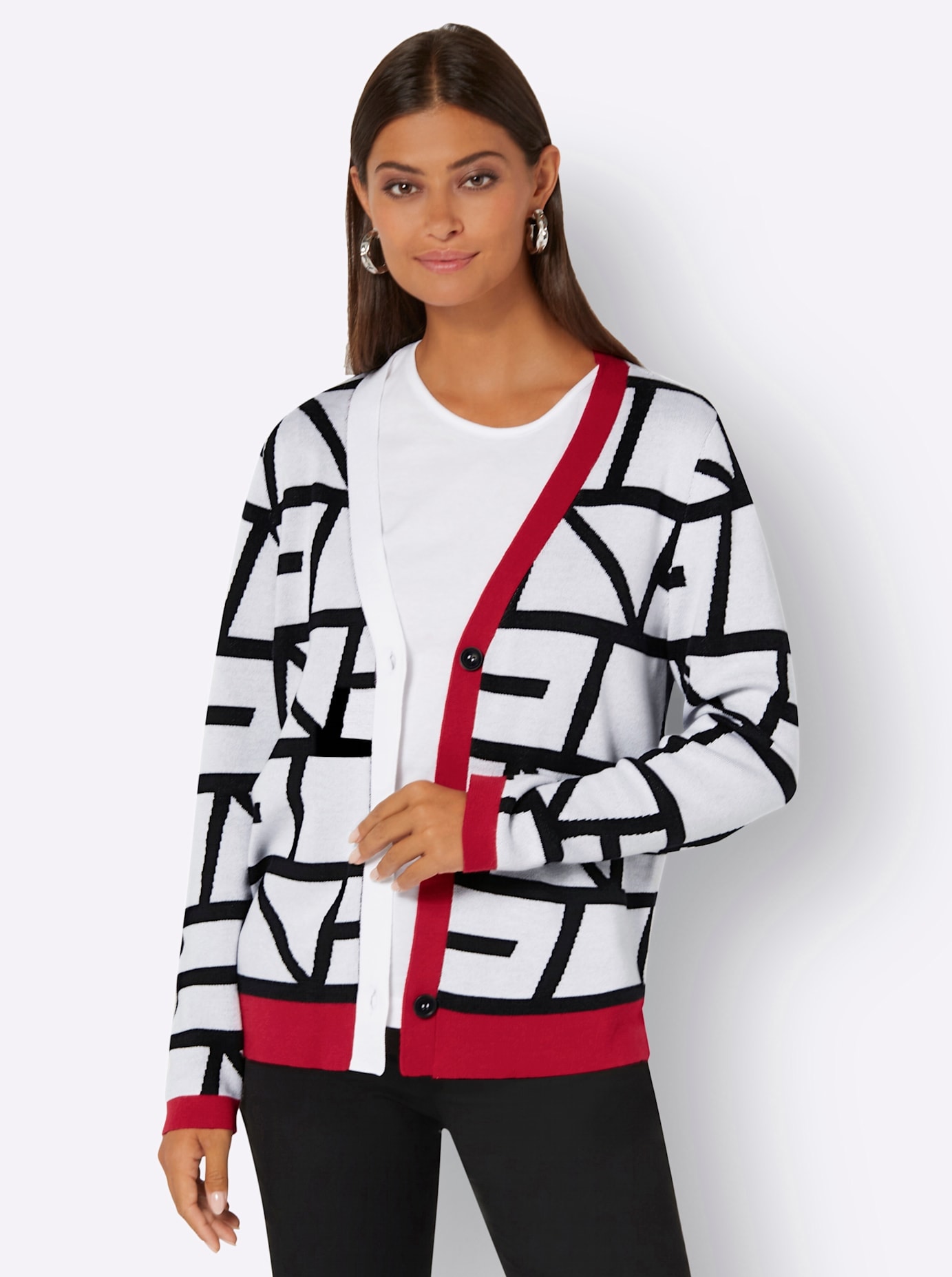 creation L Ajourstrickjacke