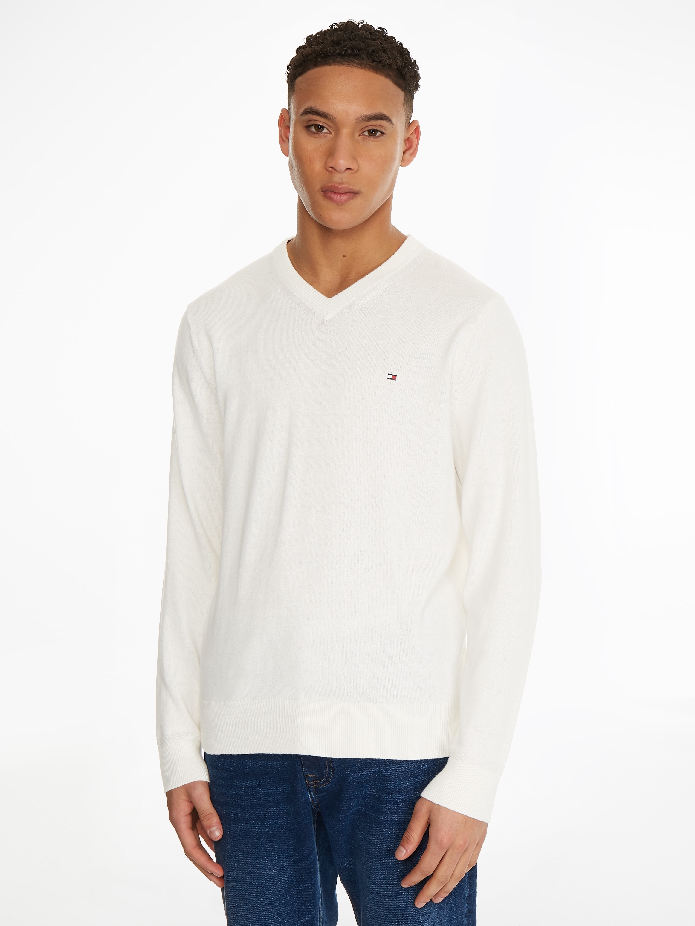 Tommy Hilfiger V-Ausschnitt-Pullover »PIMA ORG CTN CASHMERE V NECK«