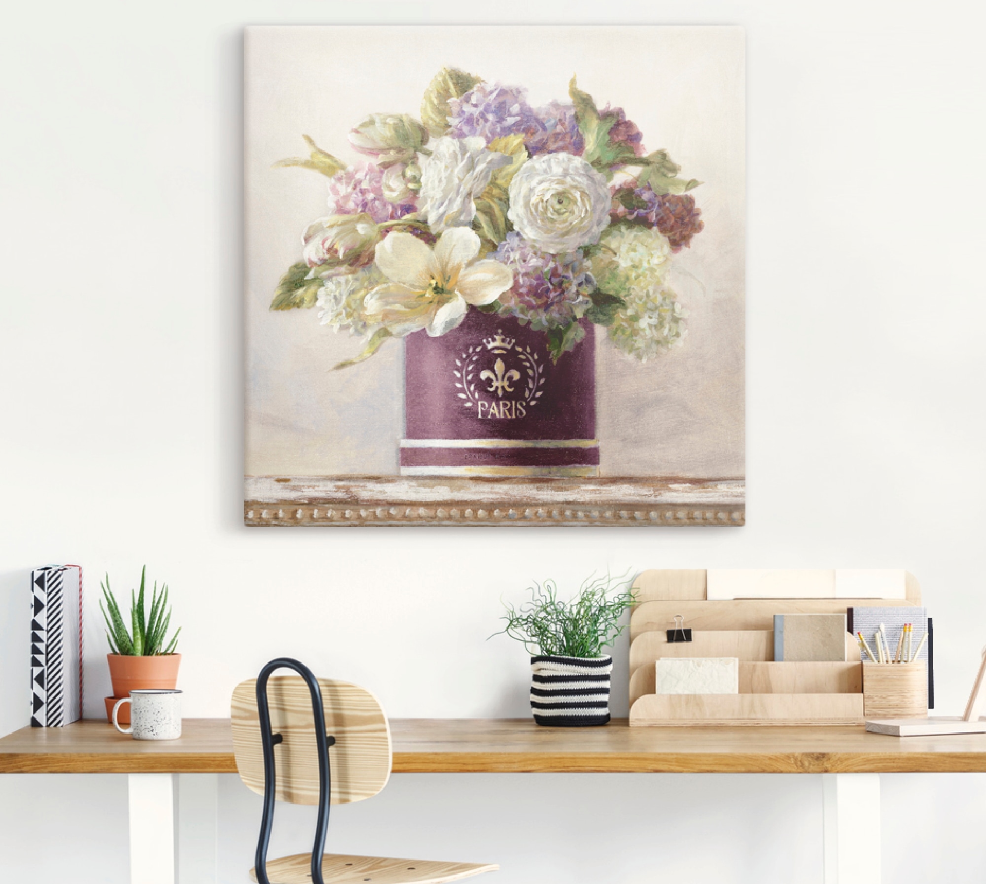 Artland Wandbild »Tulpen in Auberginer Hutschachtel«, Blumen, (1 St.), als Leinwandbild, Poster in verschied. Größen