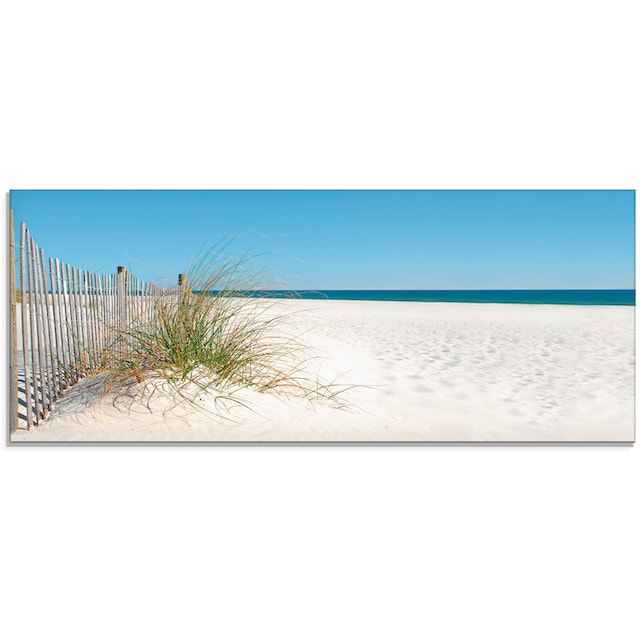 Artland Glasbild »Schöne Sanddüne mit Gräsern und Zaun«, Strand, (1 St.),  in verschiedenen Größen online bei OTTO