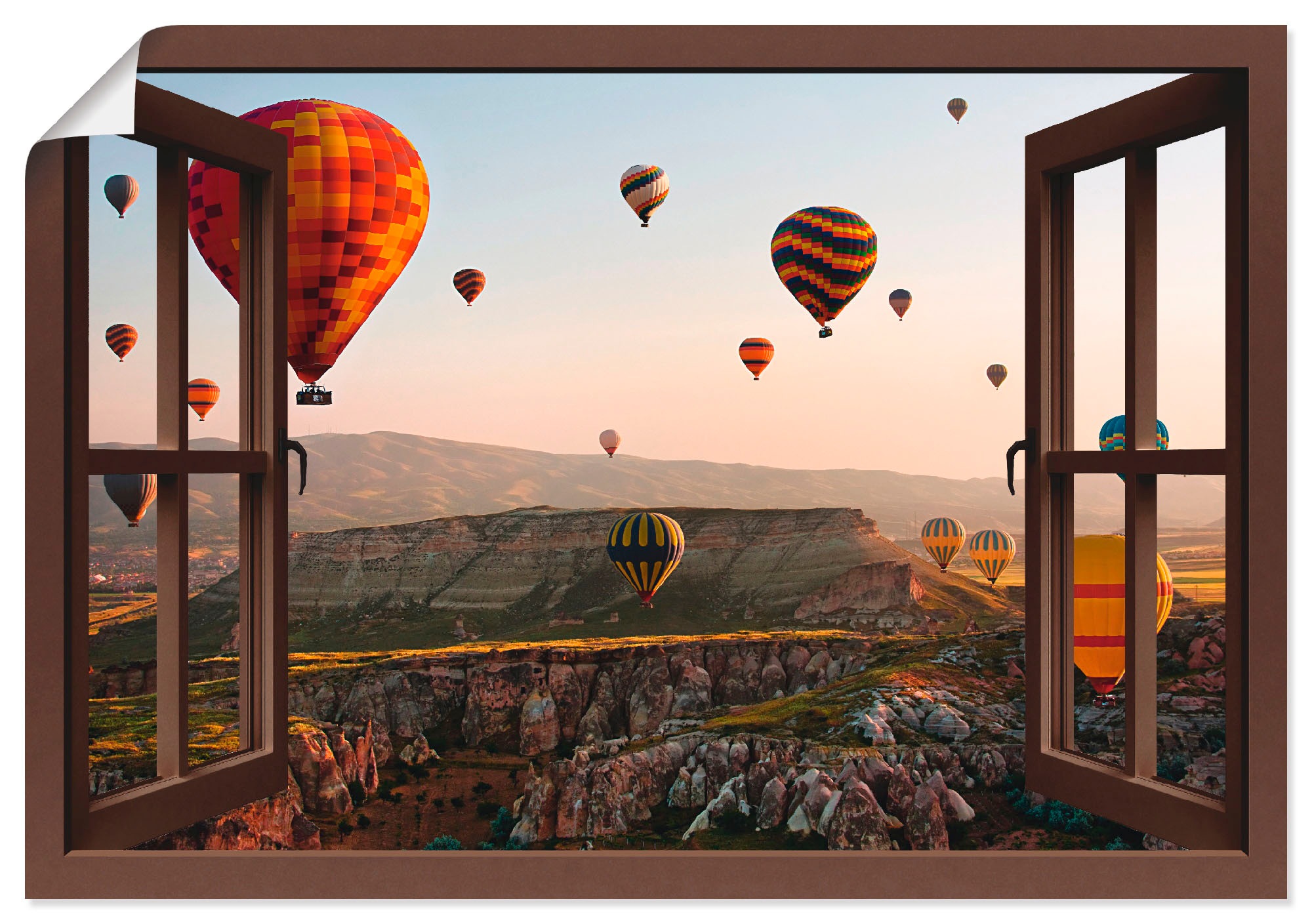 Artland Wandbild »Fensterblick Kappadokien Ballonfahrt«, Ballonfahren, (1 St.), als Leinwandbild, Poster, Wandaufkleber in verschied. Größen