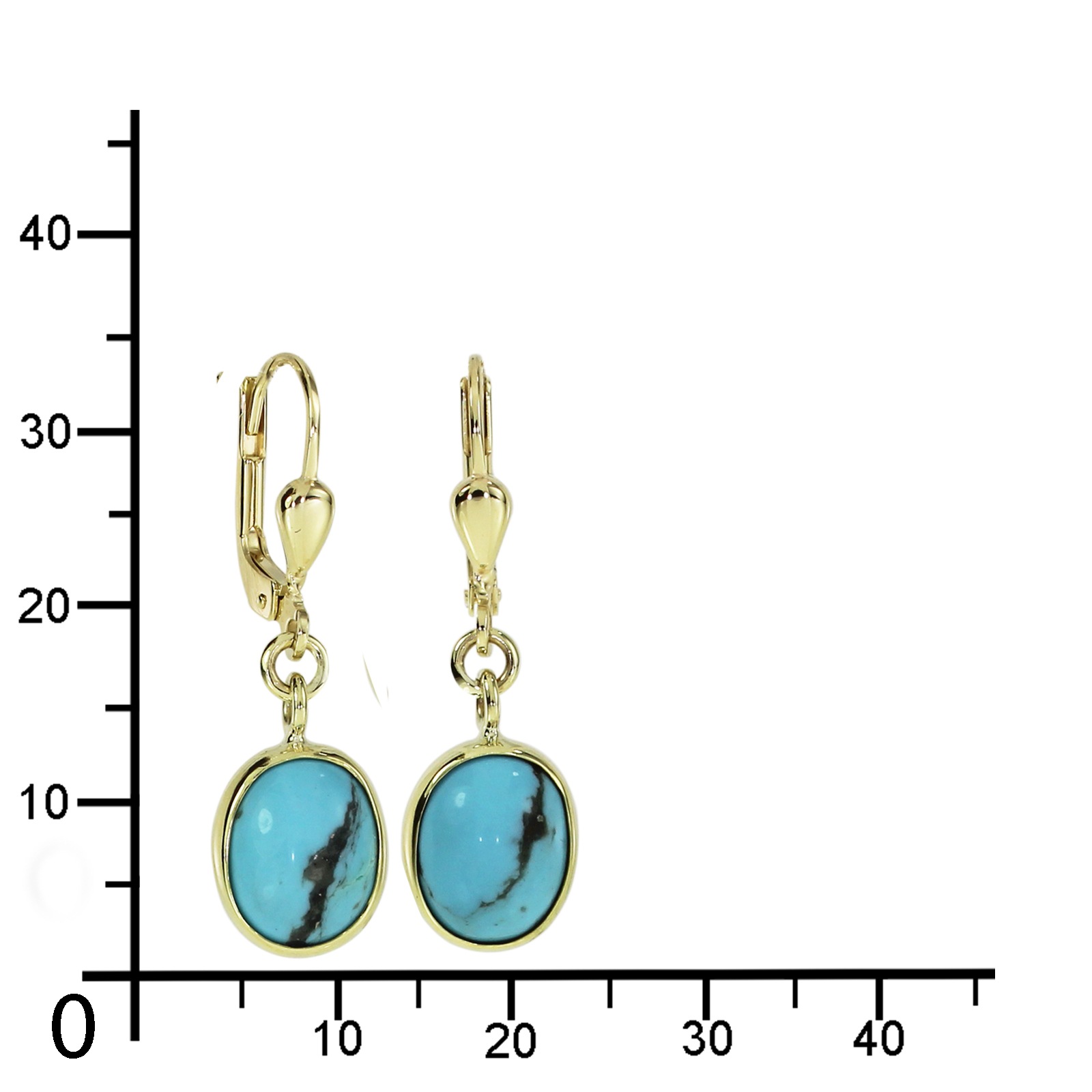 OSTSEE-SCHMUCK Paar Ohrhänger »- Classic 10x8 mm - Gold 333/000 - Türkis«