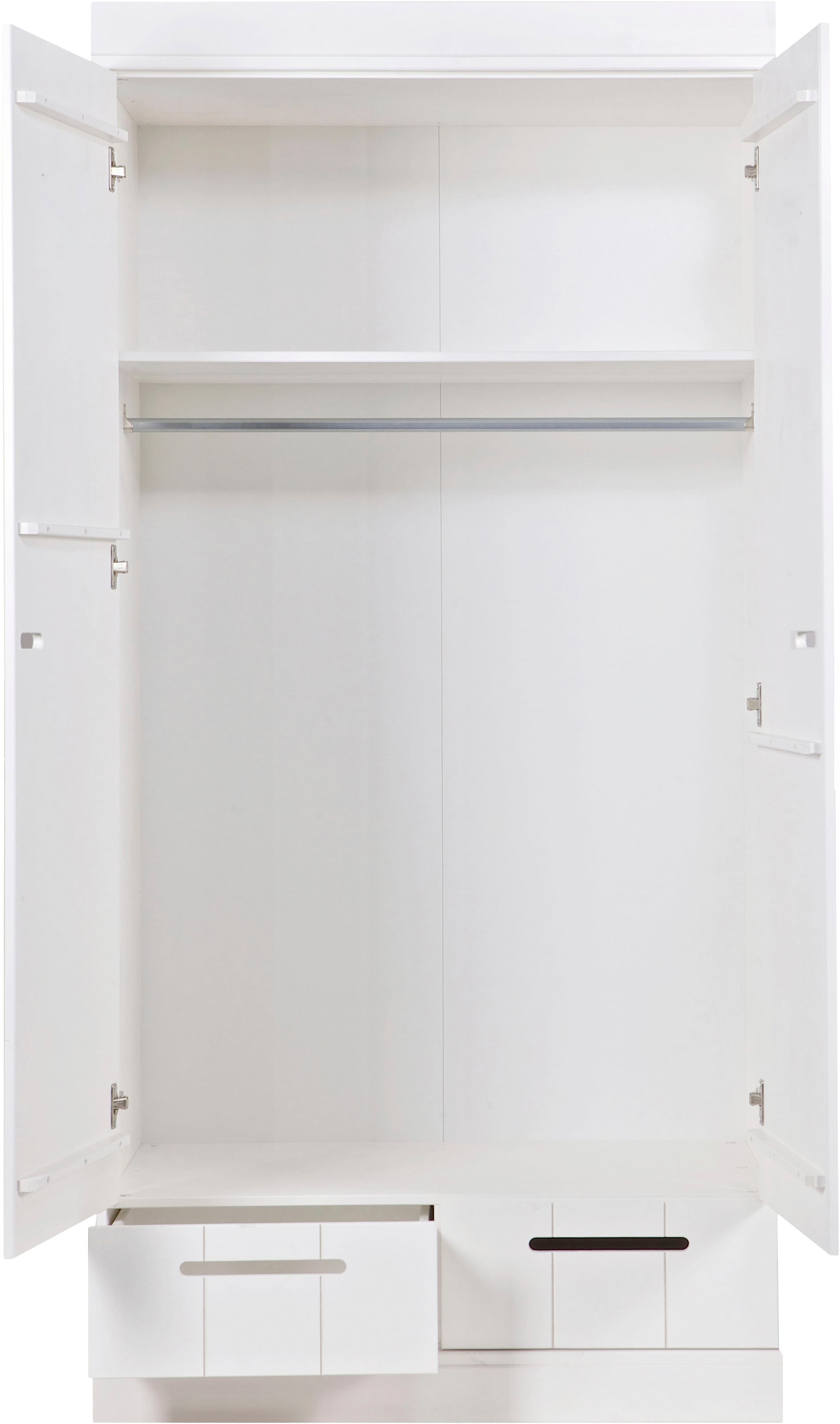 WOOOD Kleiderschrank »Connect Kiefer massiv FSC® Korpus Schiebetüren Schubladen« Stapelbar kombinierbar, Metall Schubladenführung