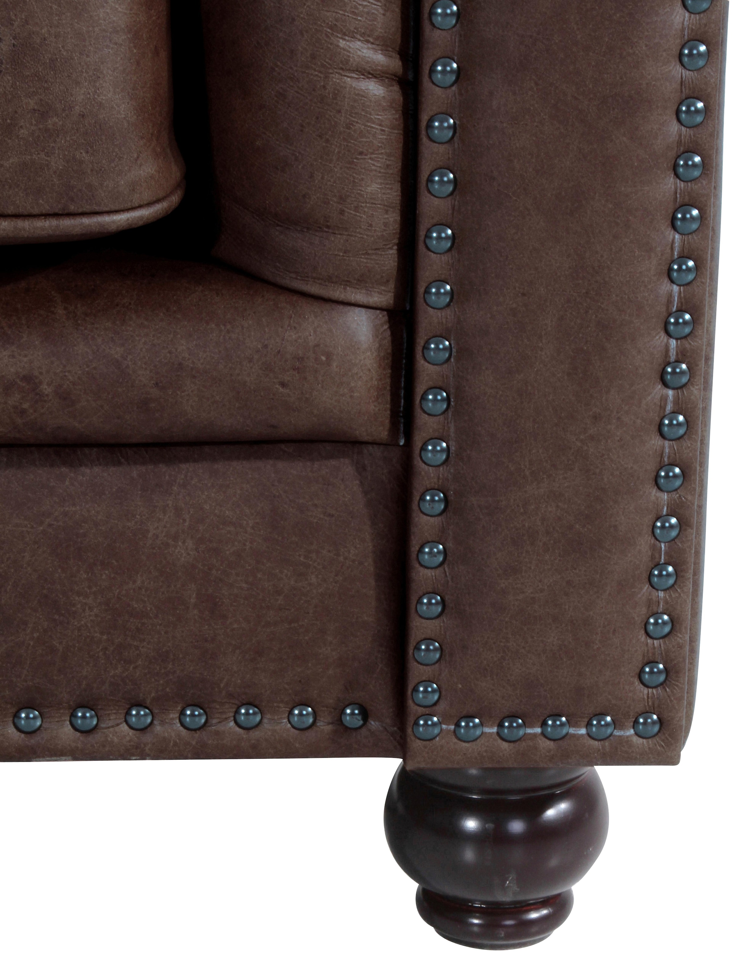 Max Winzer® Chesterfield-Sofa »Old England«, 2-Sitzer Ledersofa mit Knopfheftung & Ziernägeln, Breite 192 cm