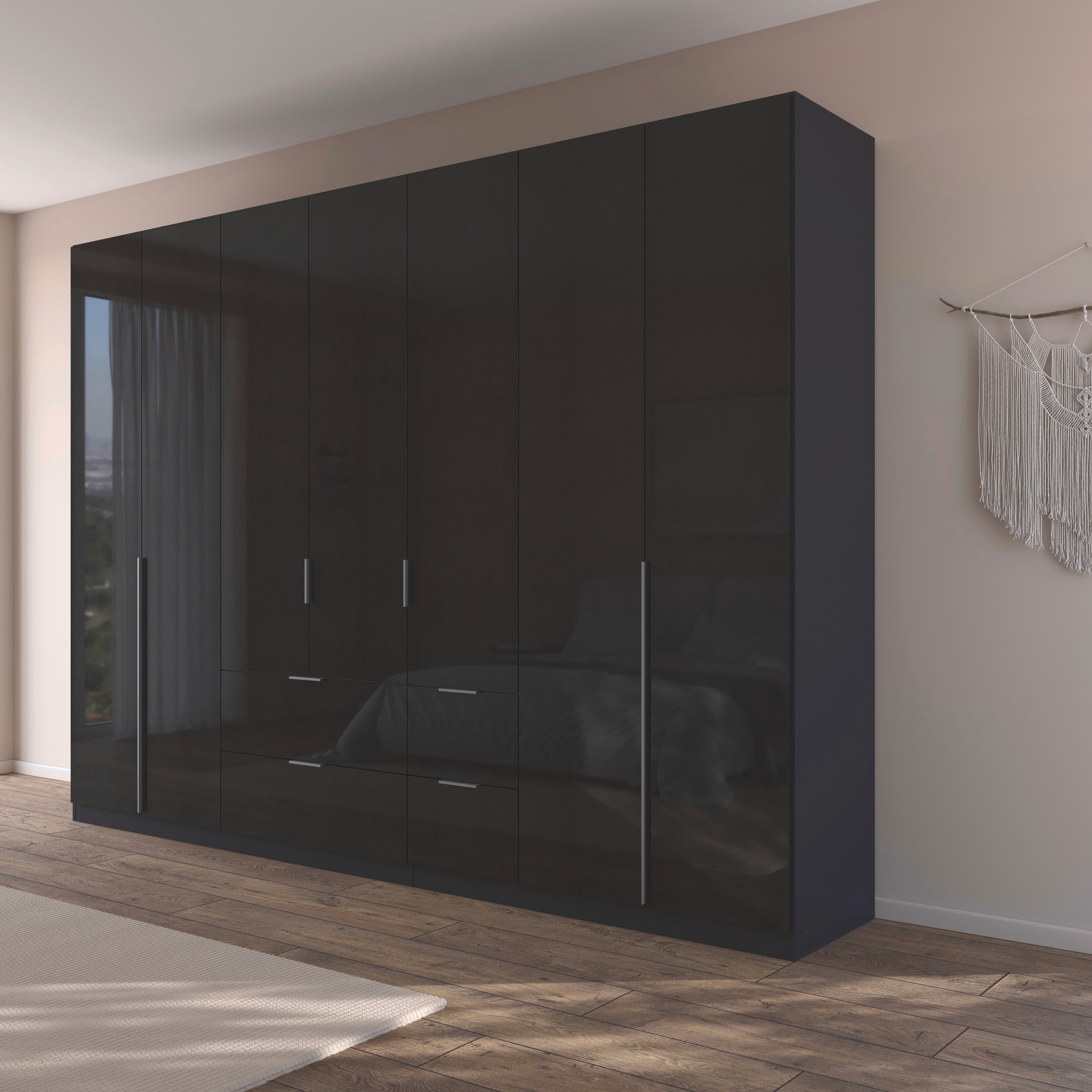 rauch Drehtürenschrank »Kleiderschrank Schrank Garderobe AGORDO mit Dekor- oder Hochglanzfront«, (in zwei Griff-Farben mit Dekor- oder Hochglanzfront), mit Außenschubkästen, in 6 Breiten und 2 Höhen MADE IN GERMANY