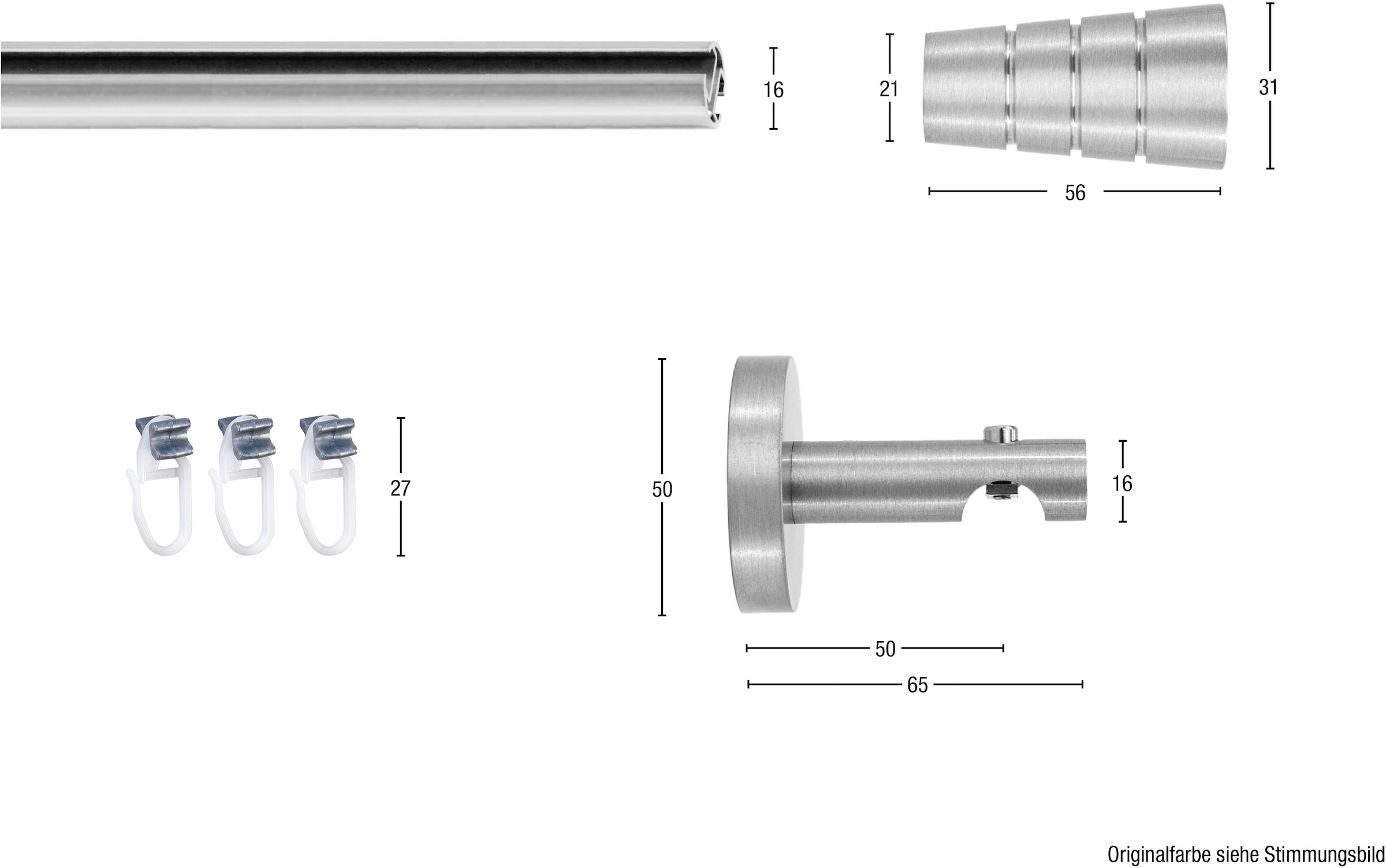 GARESA Gardinenstange »Marco« 1 läufig-läufig Wunschmaßlänge Innenlauf-Vorhanggarnitur, Wandmontage, Aluminium, verlängerbar