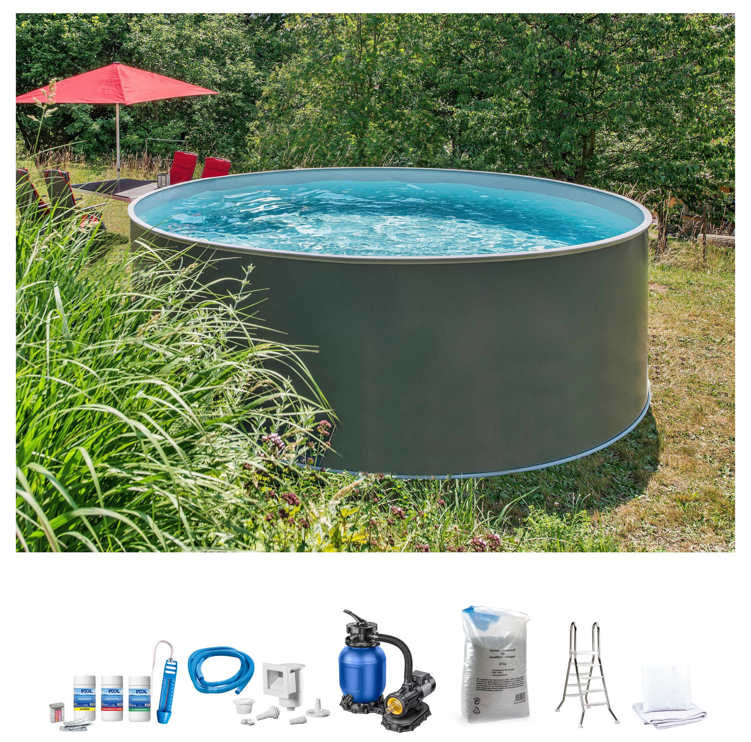 KONIFERA Rundpool, (Set, 7 tlg.), ØxH: 500x120 cm
