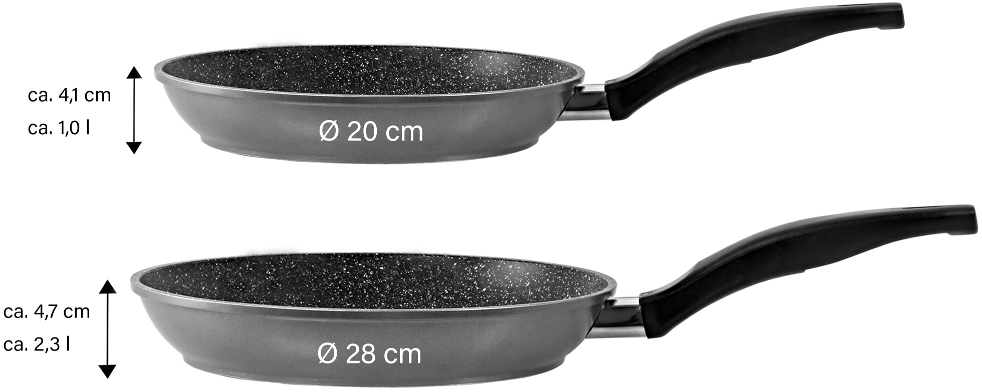 STONELINE Pfannen-Set, Aluminiumguss, (Set, 2 tlg., 1x Bratpfanne Ø 20 cm, 1x Schmorpfanne Ø 28 cm), Induktion