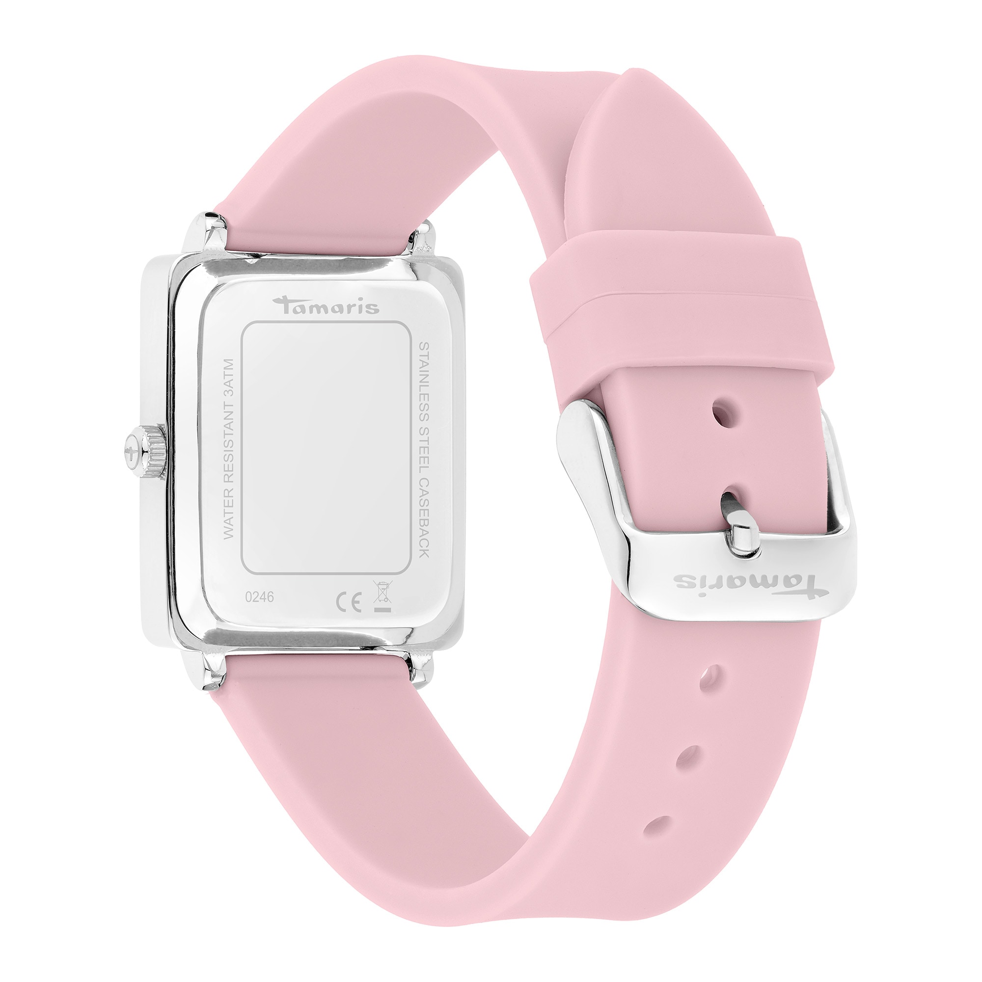 Tamaris Quarzuhr »Signature Square Silicon« Armbanduhr, Damenuhr, Silikonarmband, analog