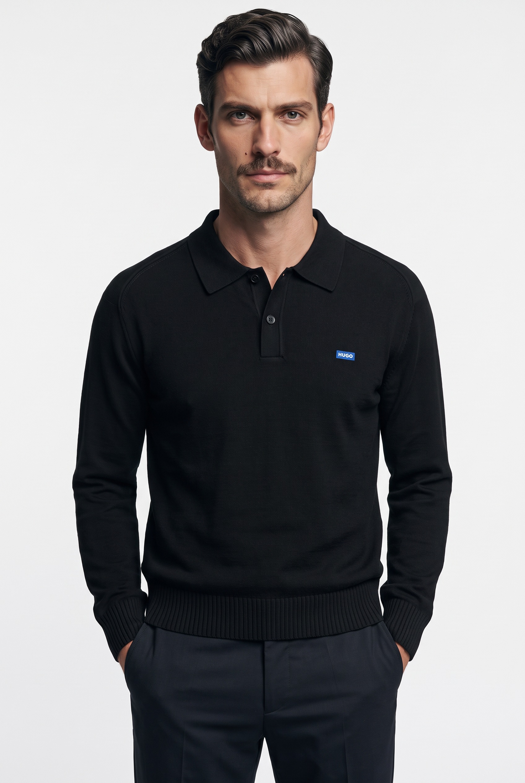 HUGO Strickpullover »San Patty« Polokragen, Knopfleiste, Regular Fit, reine Baumwolle