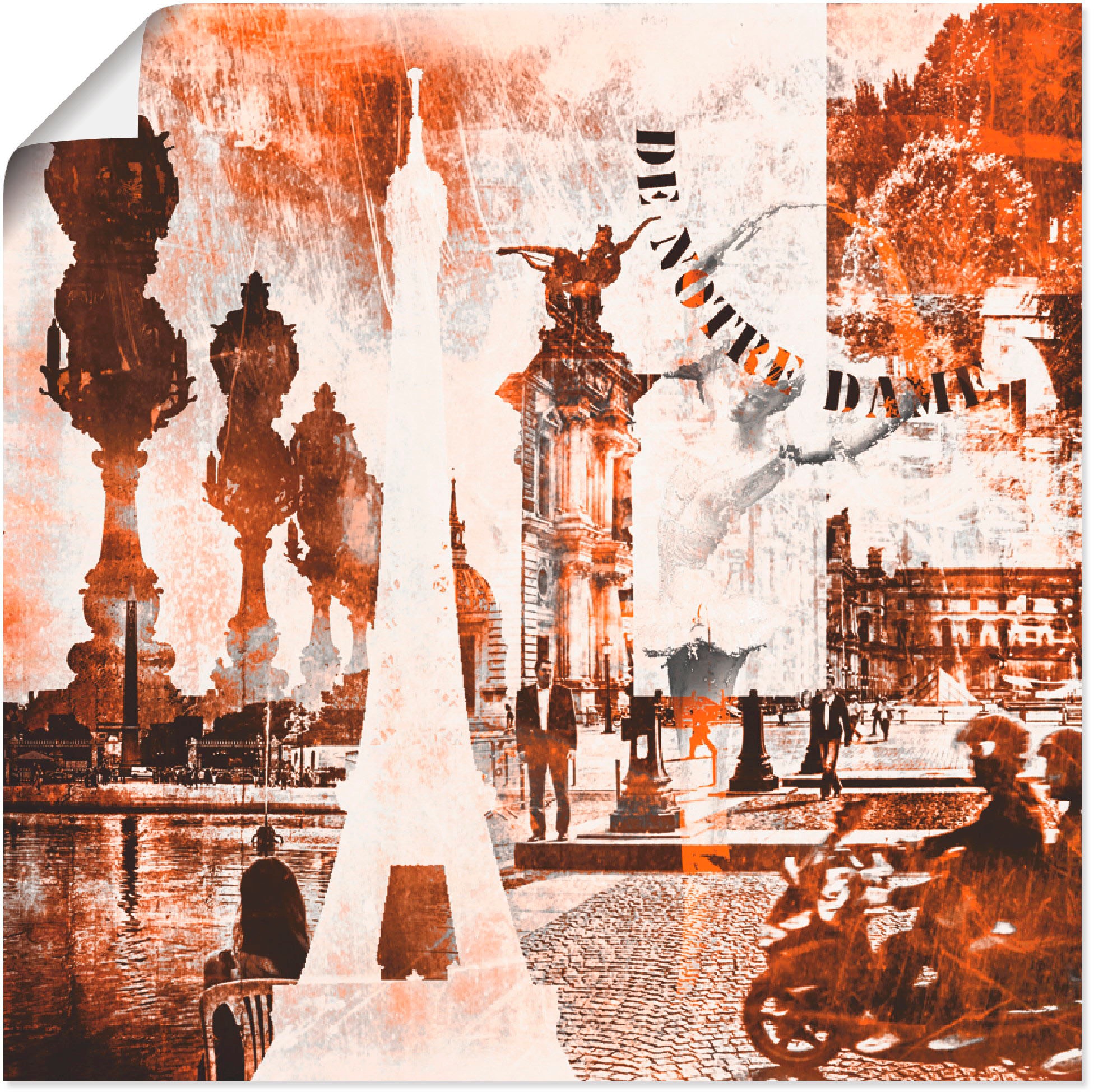 Artland Wandbild »Paris Skyline abstrakte Collage«, Architektonische Elemente, (1 St.), in vielen Größen & Produktarten -Leinwandbild, Poster, Wandaufkleber / Wandtattoo auch für Badezimmer geeignet