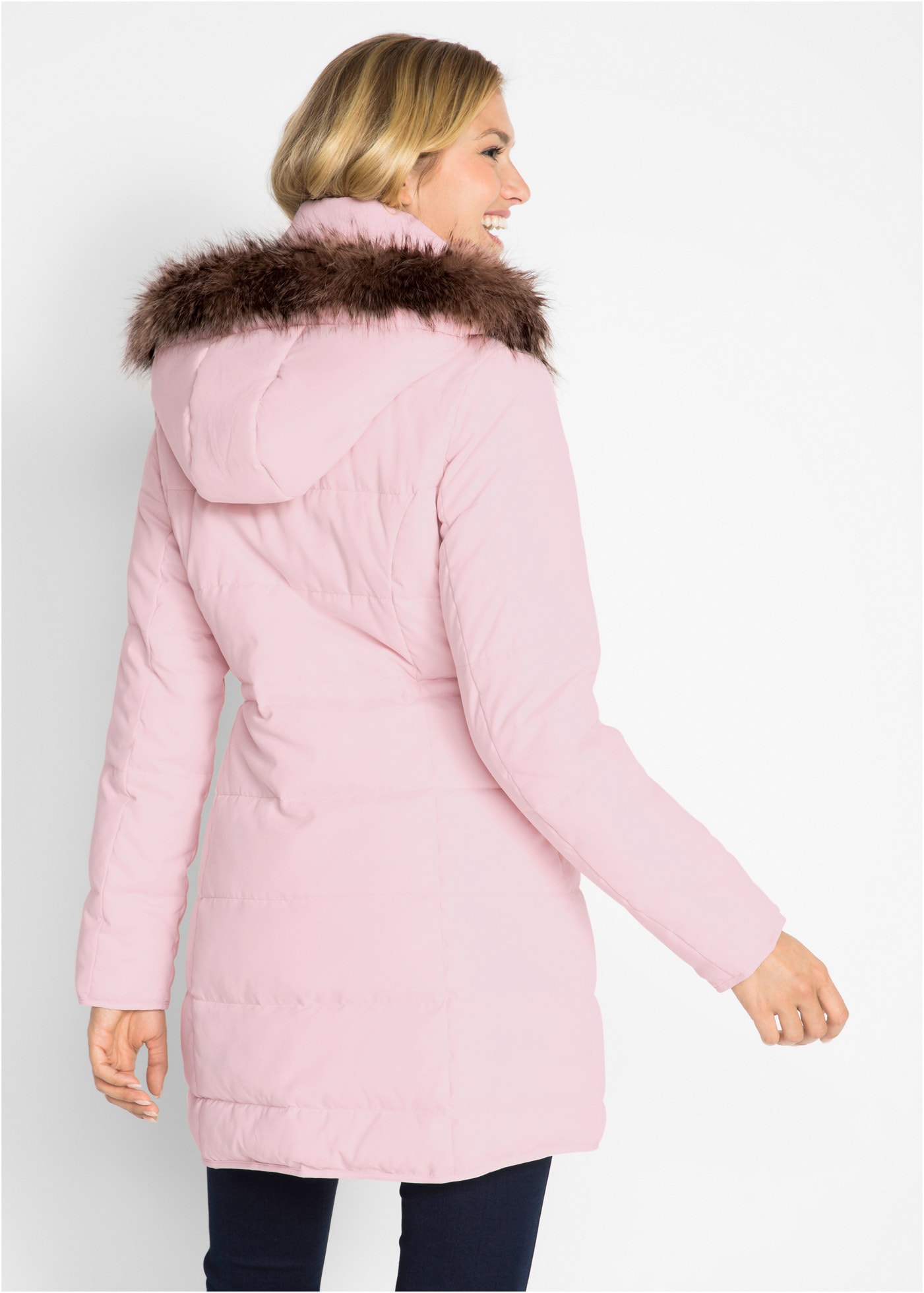 bonprix Steppjacke »Steppjacke mit Kapuze, gefüttert« mit Kapuze Regular Fit, mit abnehmbarer Kapuze mit Fellimitat