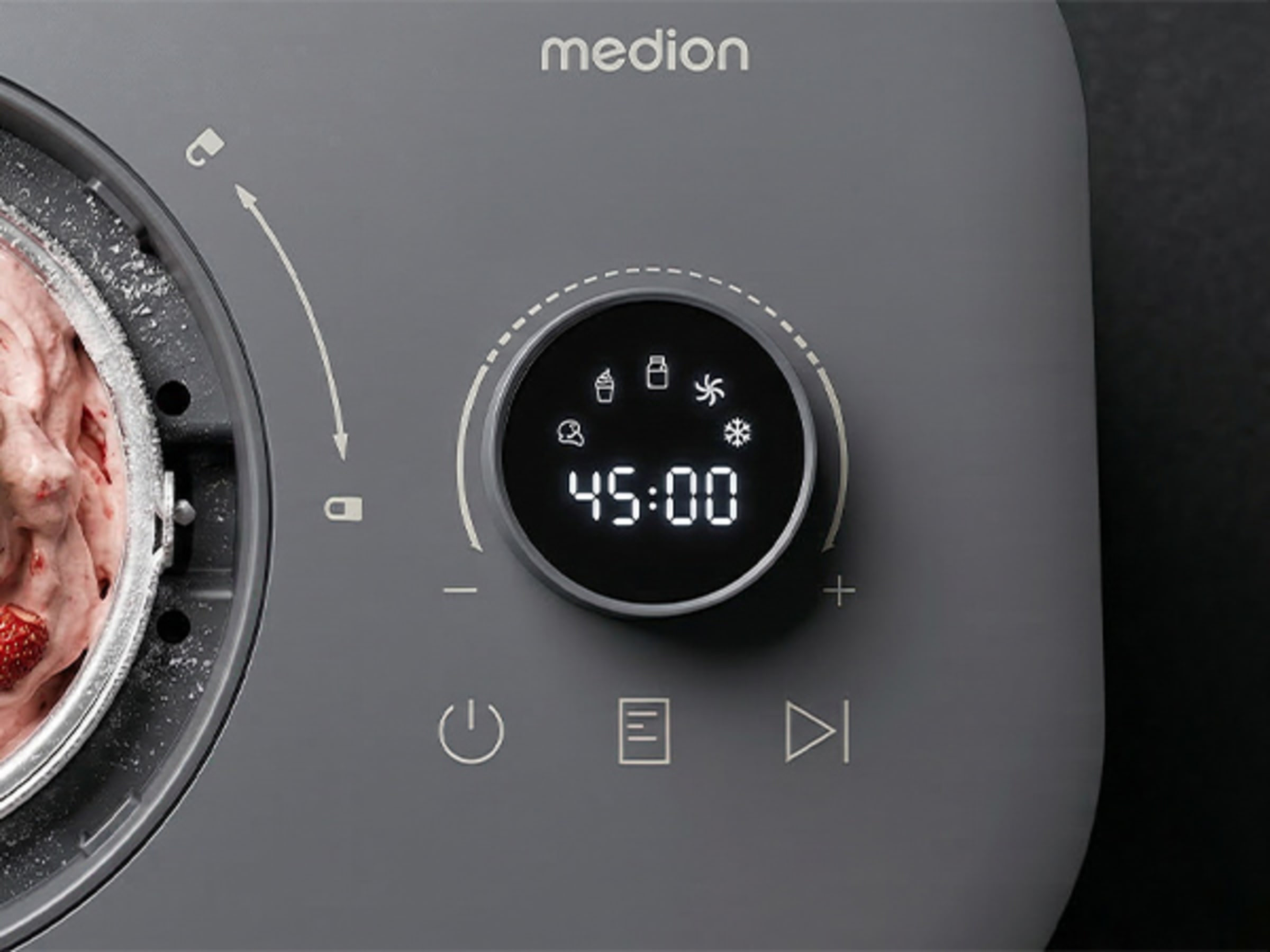 Medion® Eismaschine »MD 100116« 1 l 100 W Mixen, Eis, Joghurt oder Slush zubereiten, Eis nachkühlen