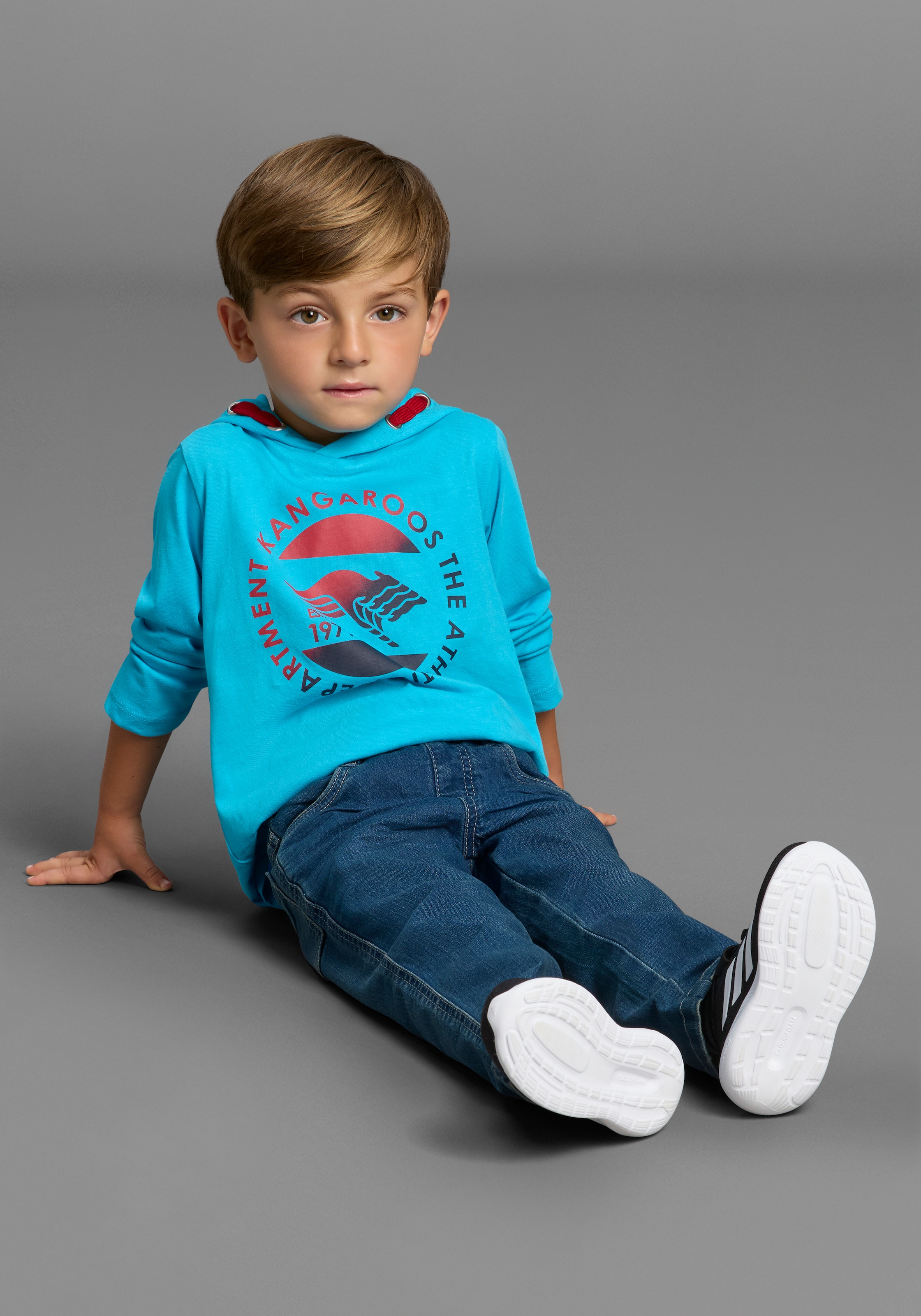 KangaROOS Langarmshirt »Shirt für kleine Jungen«, Kapuzenshirt mit Print