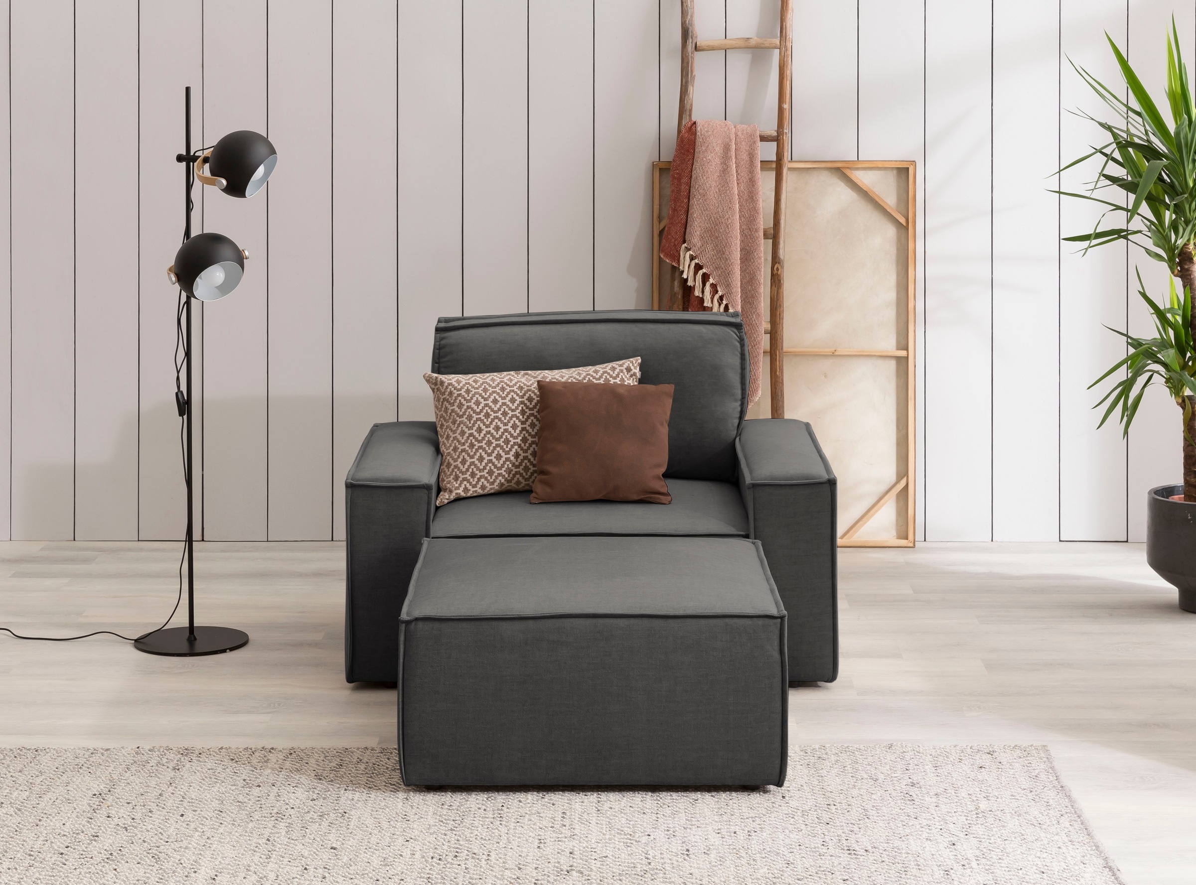 Home affaire Sessel »SHERWOOD«, Loveseat und Hocker im Set, passend zur Polster-Serie SHERWOOD