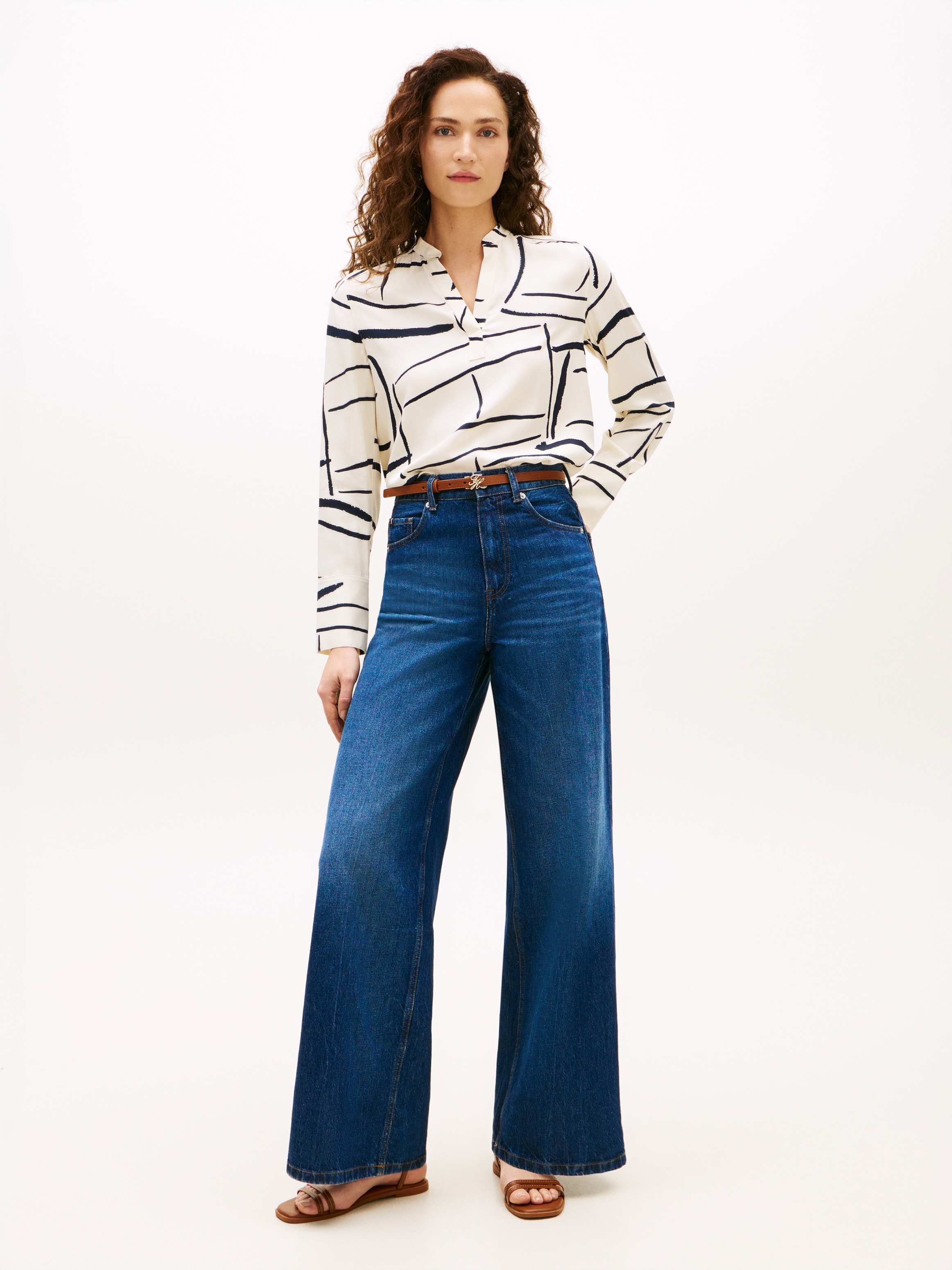 Tommy Hilfiger Langarmbluse »VIS TWILL V NECK BLOUSE LS« mit Knopfleiste