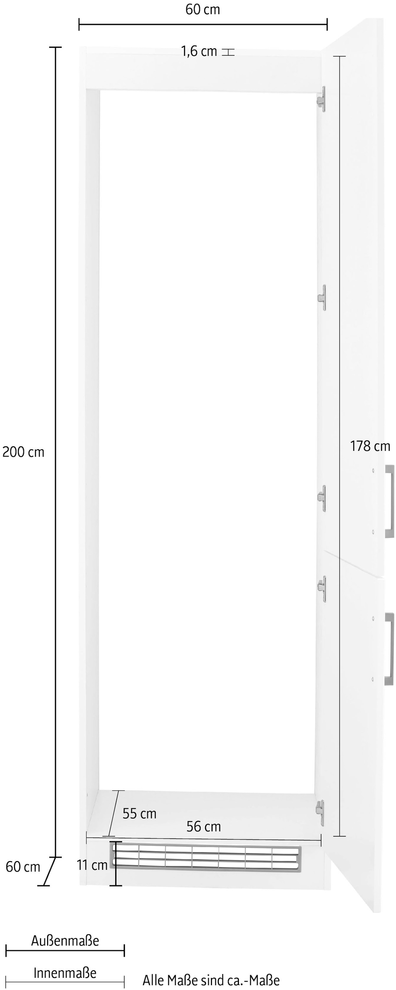 HELD MÖBEL Kühlumbauschrank »Tinnum«, 60 cm breit, 200 cm hoch, Metallgriffe,  mit Nischenmaß 178 cm bestellen online bei OTTO