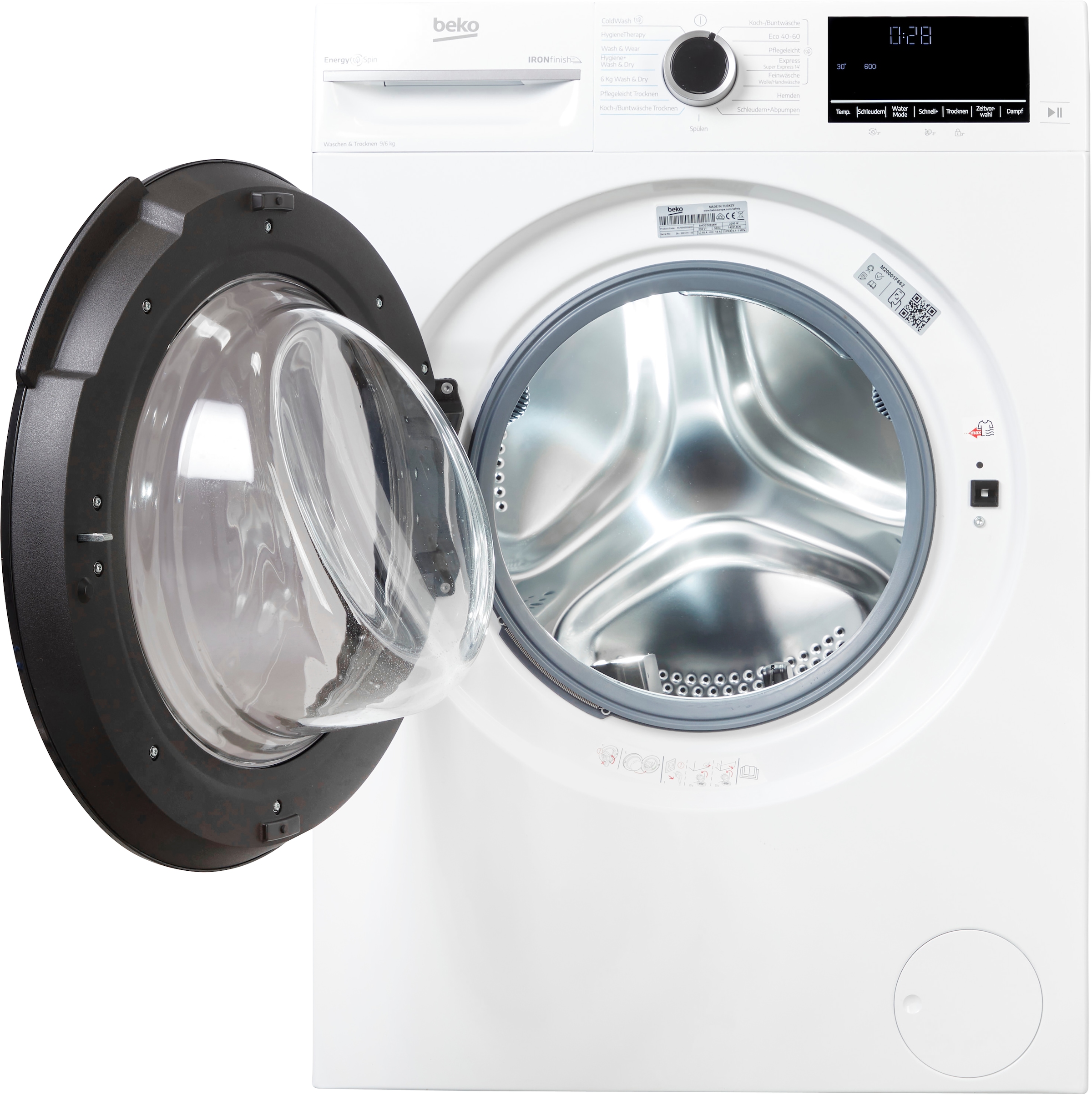 BEKO Waschtrockner »BM3DT4944W« 9 kg /6 kg 76 dB(A) Waschen & Trocknen in einem: 9 kg / 6 kg, Dampffunktion