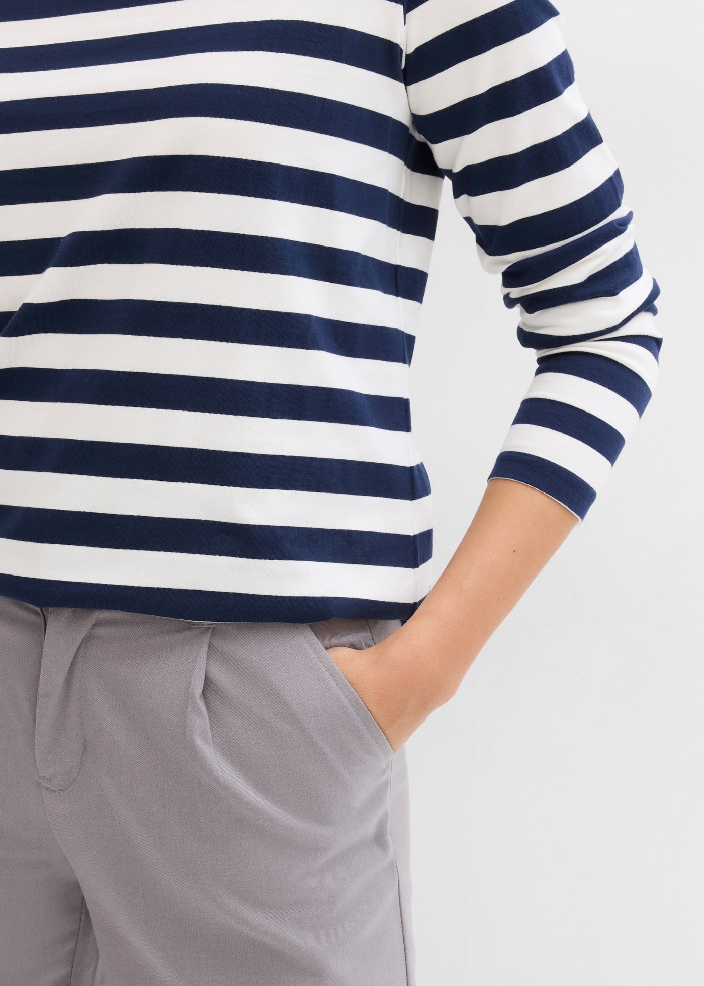 bonprix Langarmshirt Langarm, Ringel, aus reiner Baumwolle