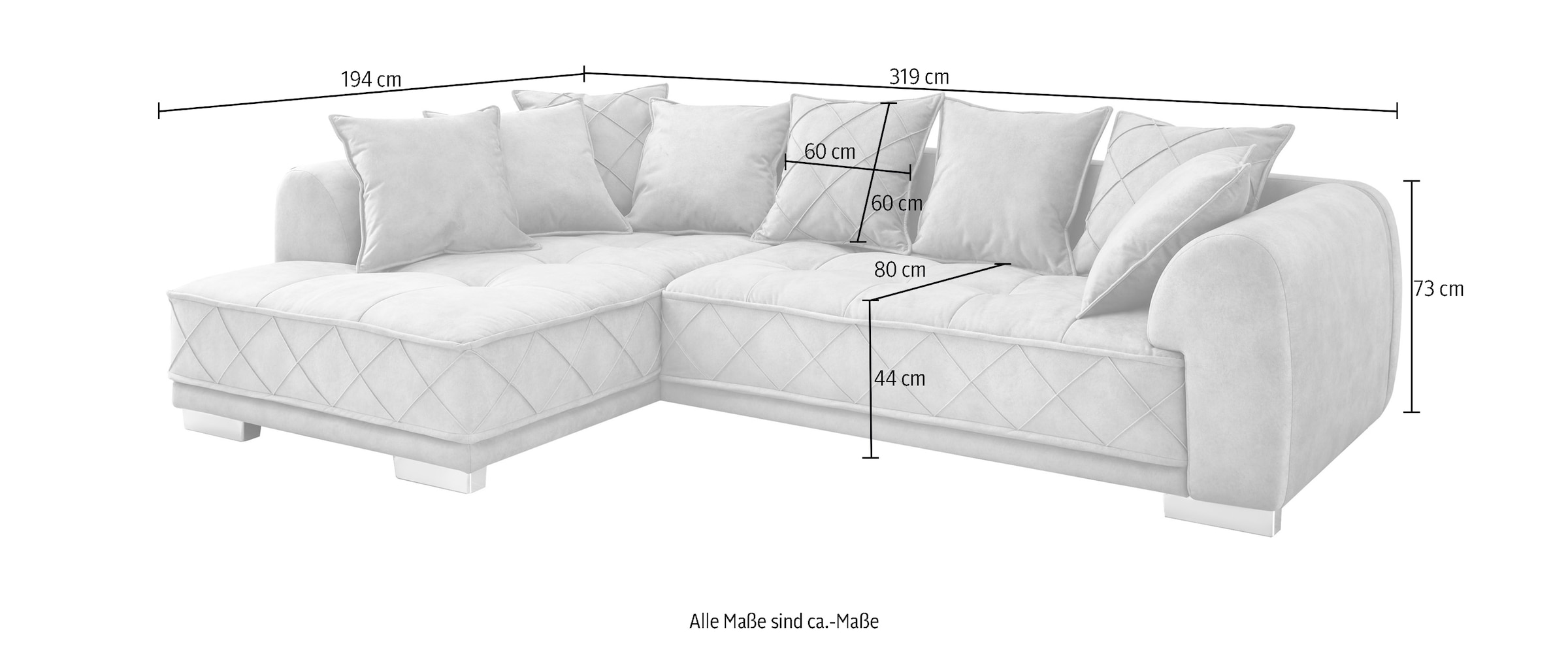 ED EXCITING DESIGN Ecksofa Sentina, mit Rückenkissen