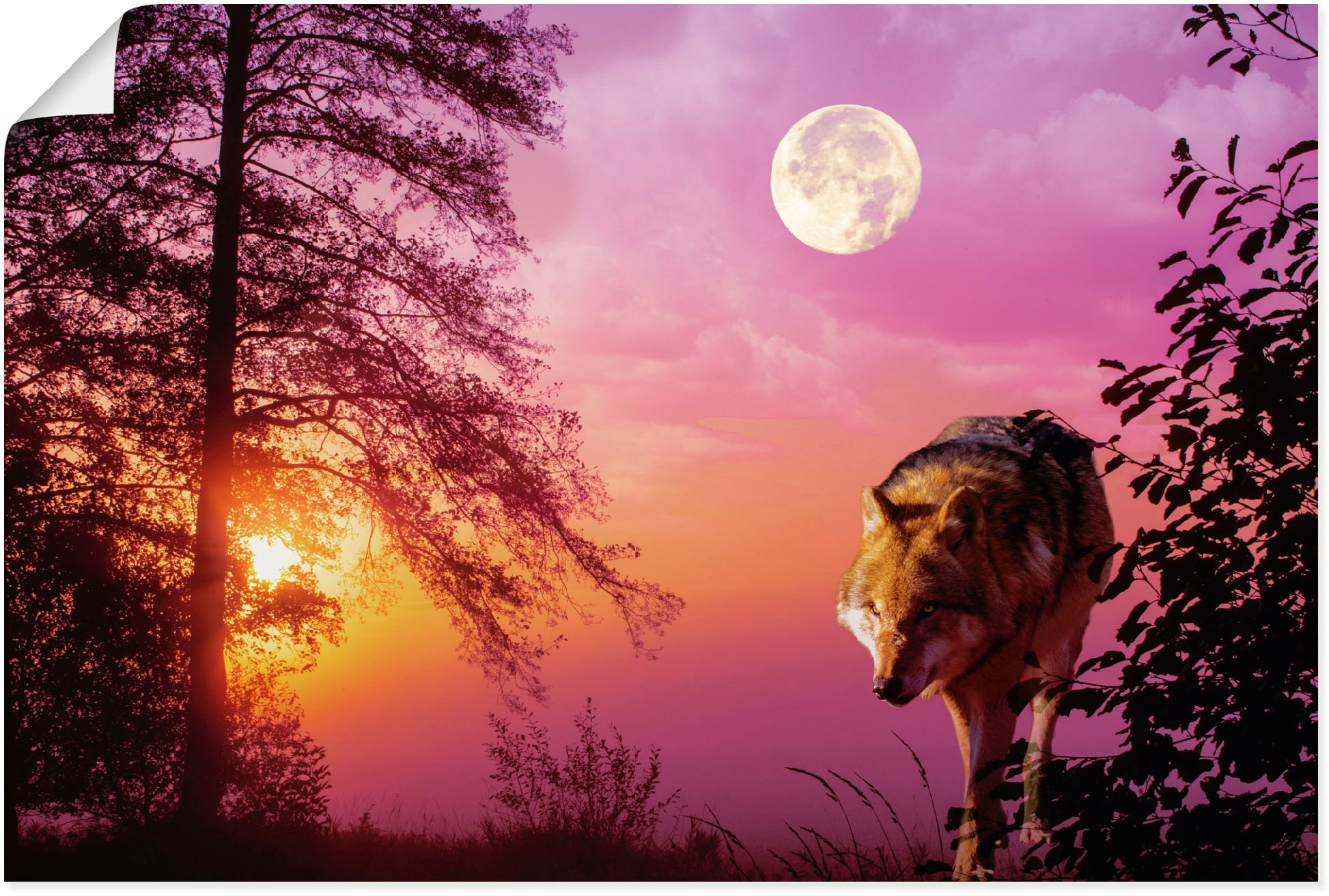 Artland Wandbild »Wolf im Vollmond«, Wolfbilder, (1 St.), als Alubild,  Leinwandbild, Wandaufkleber oder Poster in versch. Größen kaufen im OTTO  Online Shop