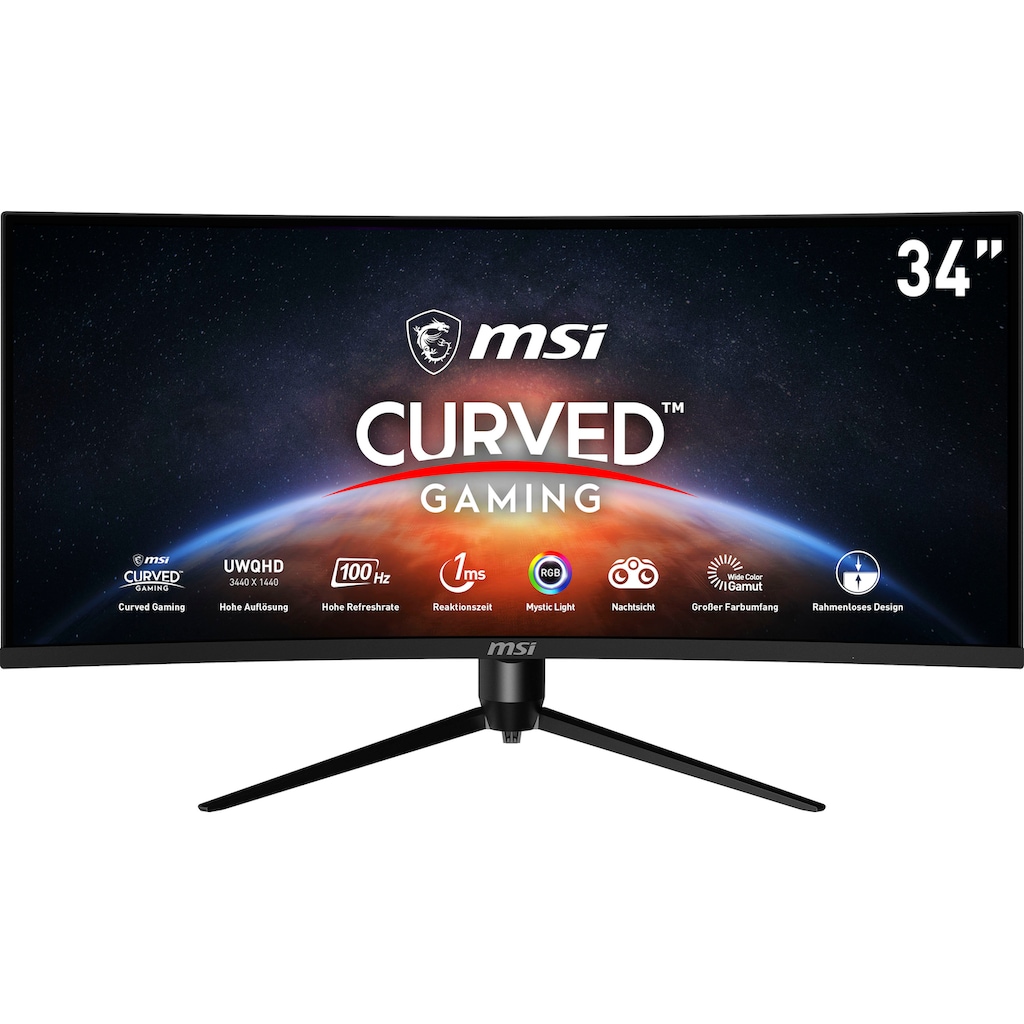 MSI Curved-Gaming-Monitor »Optix MAG342CQRV«, 86 cm/34 Zoll, 3440 x 1440 px, UWQHD, 1 ms Reaktionszeit, 100 Hz, höhenverstellbar, 3 Jahre Herstellergarantie