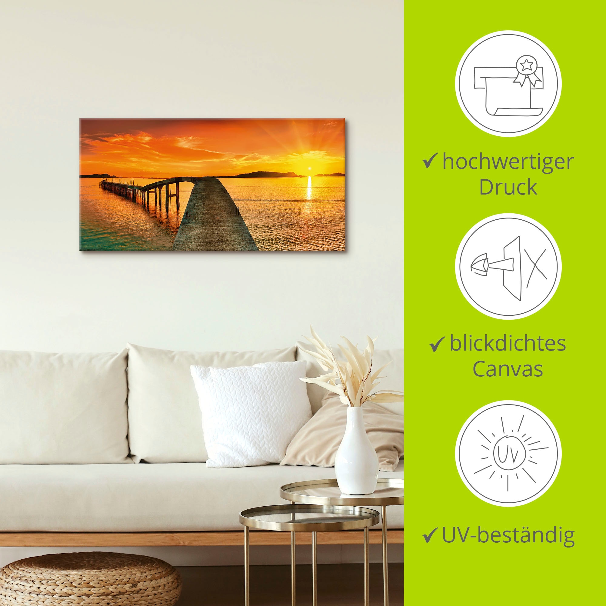 Artland Wandbild »Sonnenaufgang über dem Meer«, Gewässer, (1 St.), als Alubild, Outdoorbild, Leinwandbild in verschied. Größen