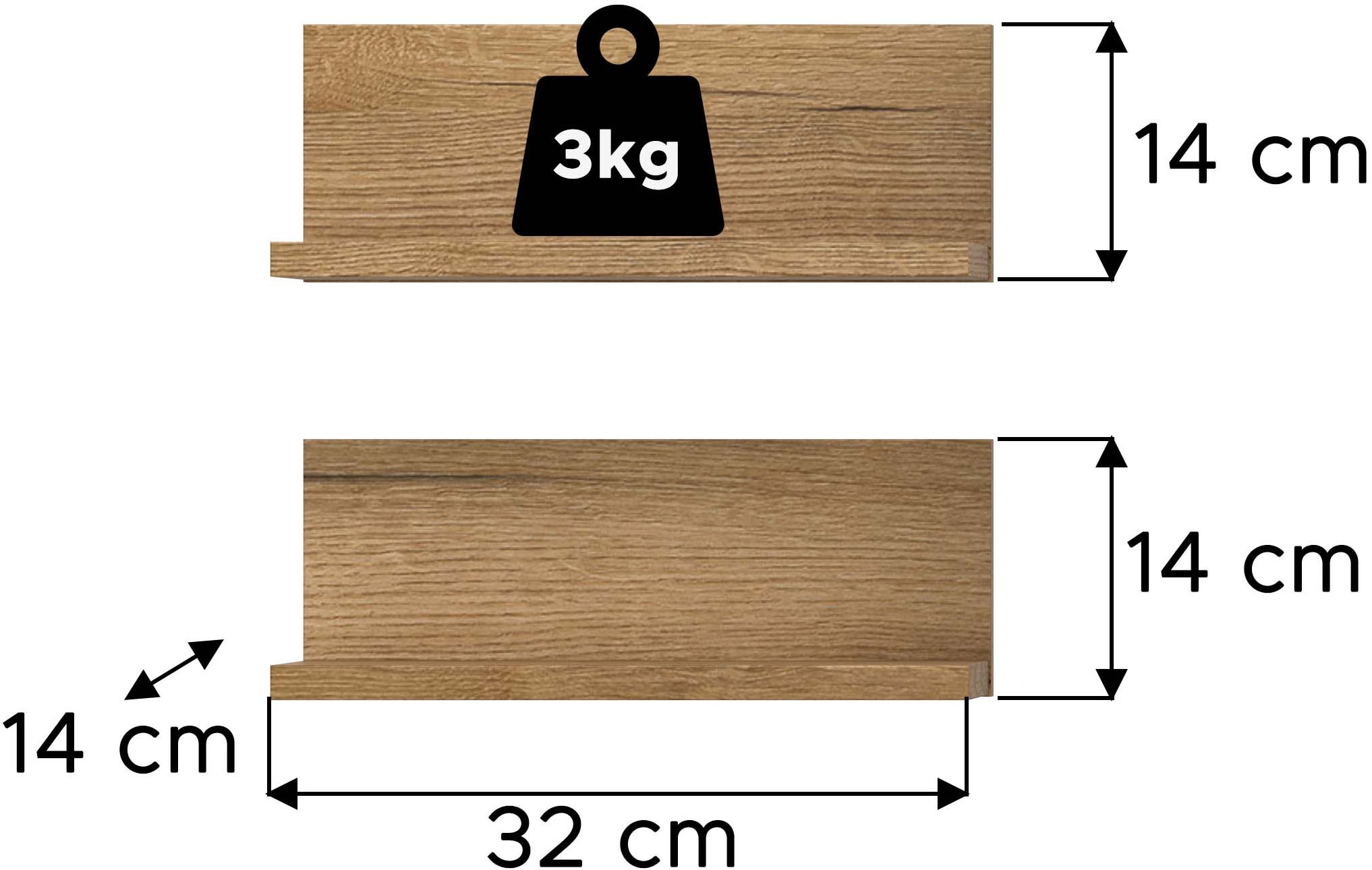 welltime Wandregal »VANN, 2er Set Wandboard, inkl. Montagematerial zur Wandmontage«