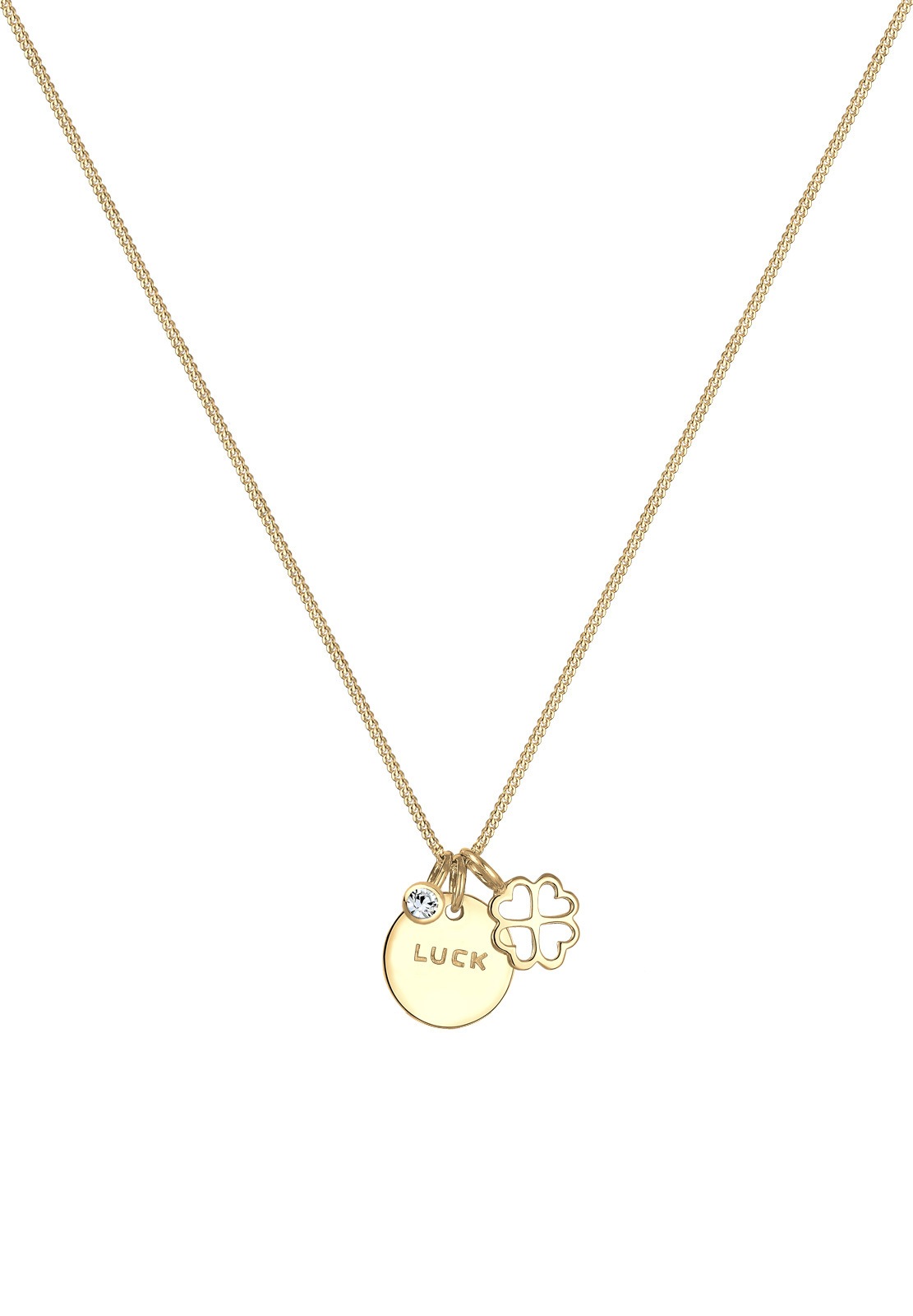 Elli Silberkette »Halskette Kleeblatt Weiß 925 Sterling Silber vergoldet, mit Kristallen von Swarovski®«