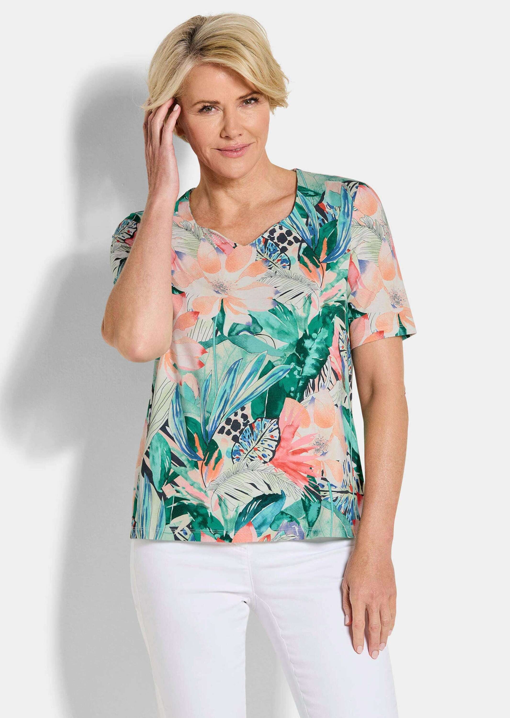 GOLDNER Print-Shirt »Jerseyshirt mit Dschungel-Print« stretchbequemer Viskosejersey