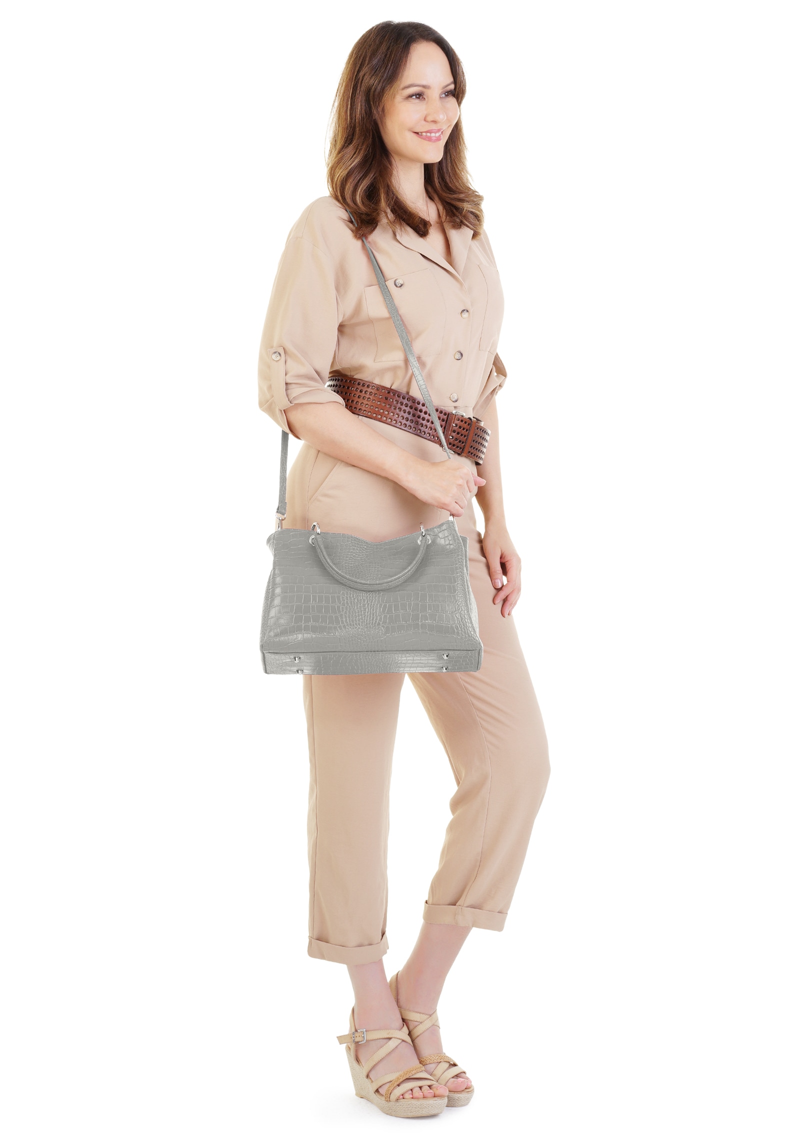Cluty Henkeltasche, echt Leder, Made in Italy