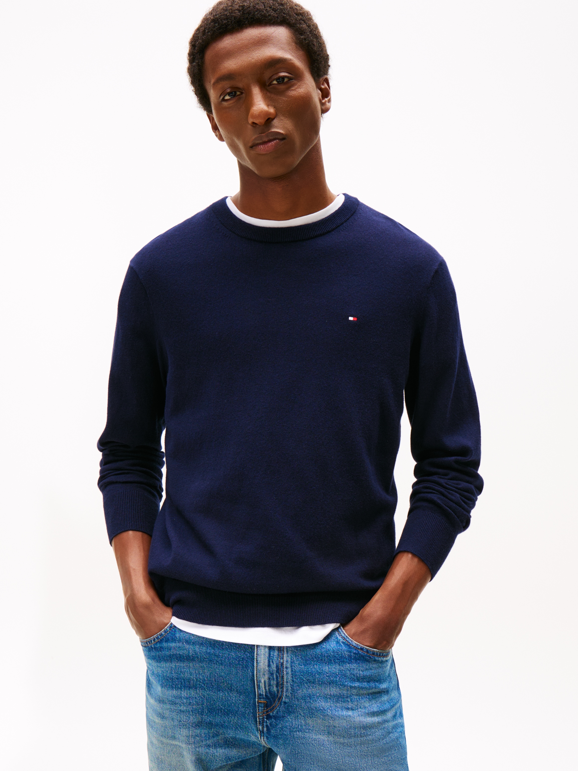 Tommy Hilfiger Rundhalspullover »PIMA ORG CTN CASHMERE CREW NECK«