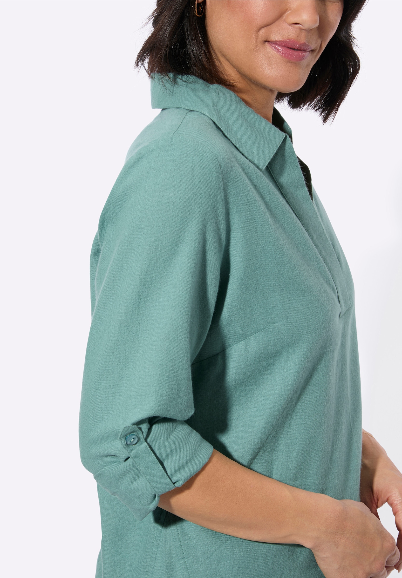 Witt Schlupfbluse »Flanell-Bluse Flanellbluse mit krempelbaren Ärmeln«