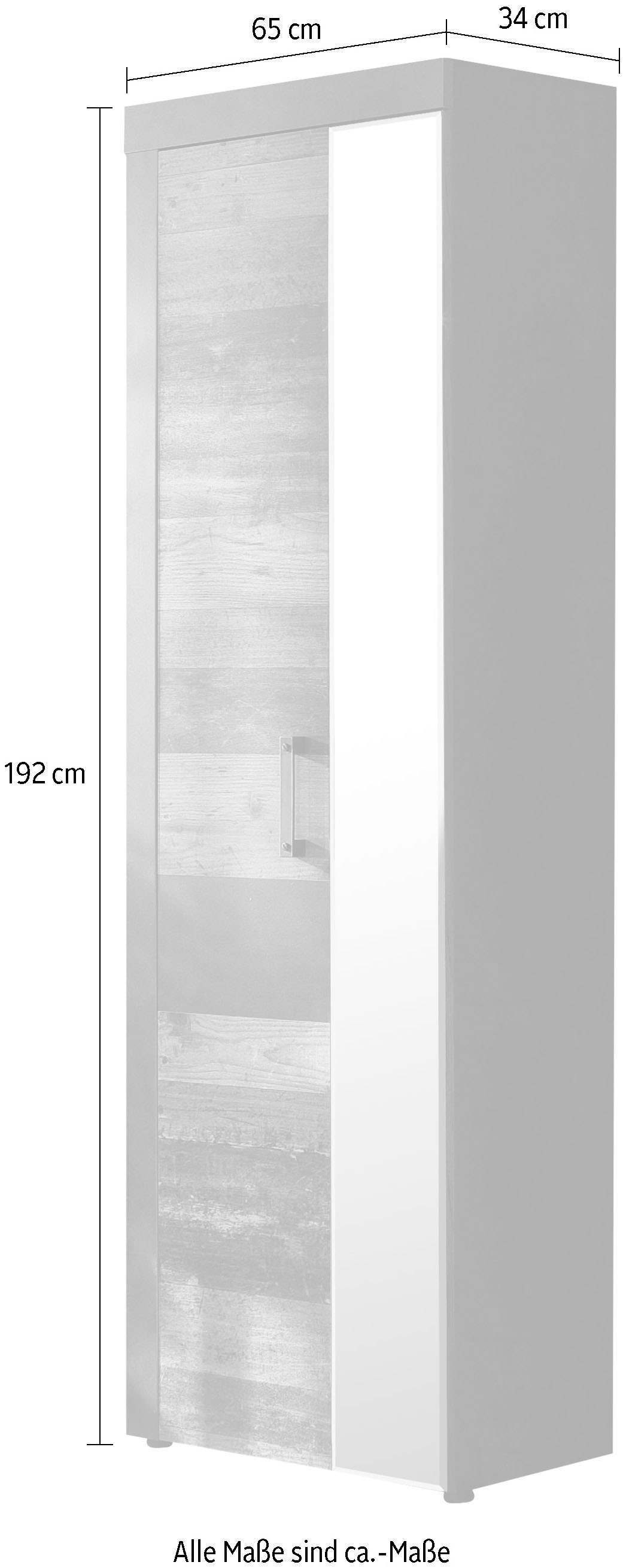 Home affaire Garderobenschrank »Ilana« Garderobenschrank mit 2 Türen - (B/T/H) 65/34/192 cm