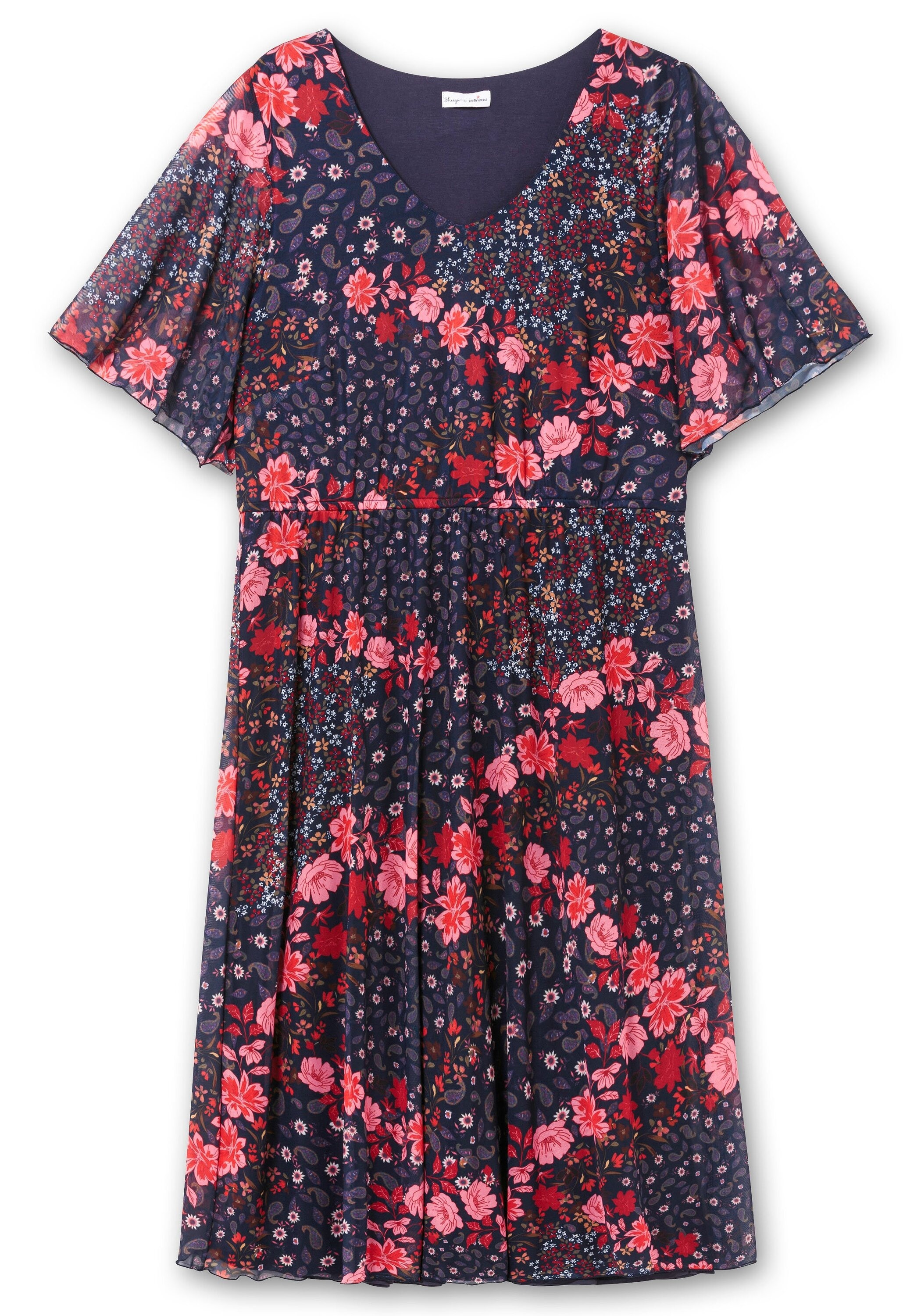 Sheego Sommerkleid »Meshkleid mit Blumendruck und blickdichtem Futter«