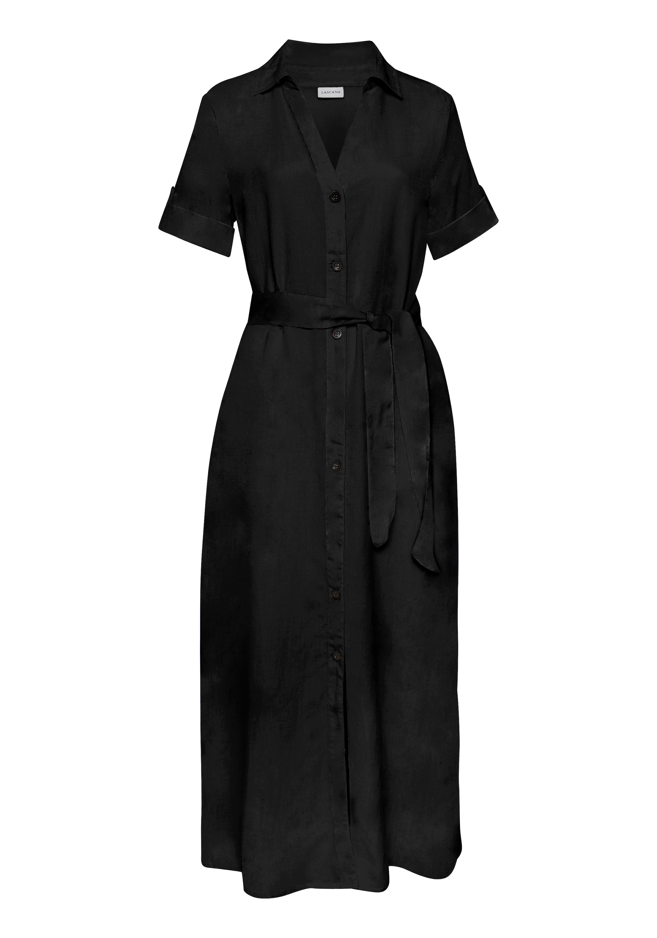 LASCANA Hemdblusenkleid, (mit Bindegürtel), aus Leinenmix