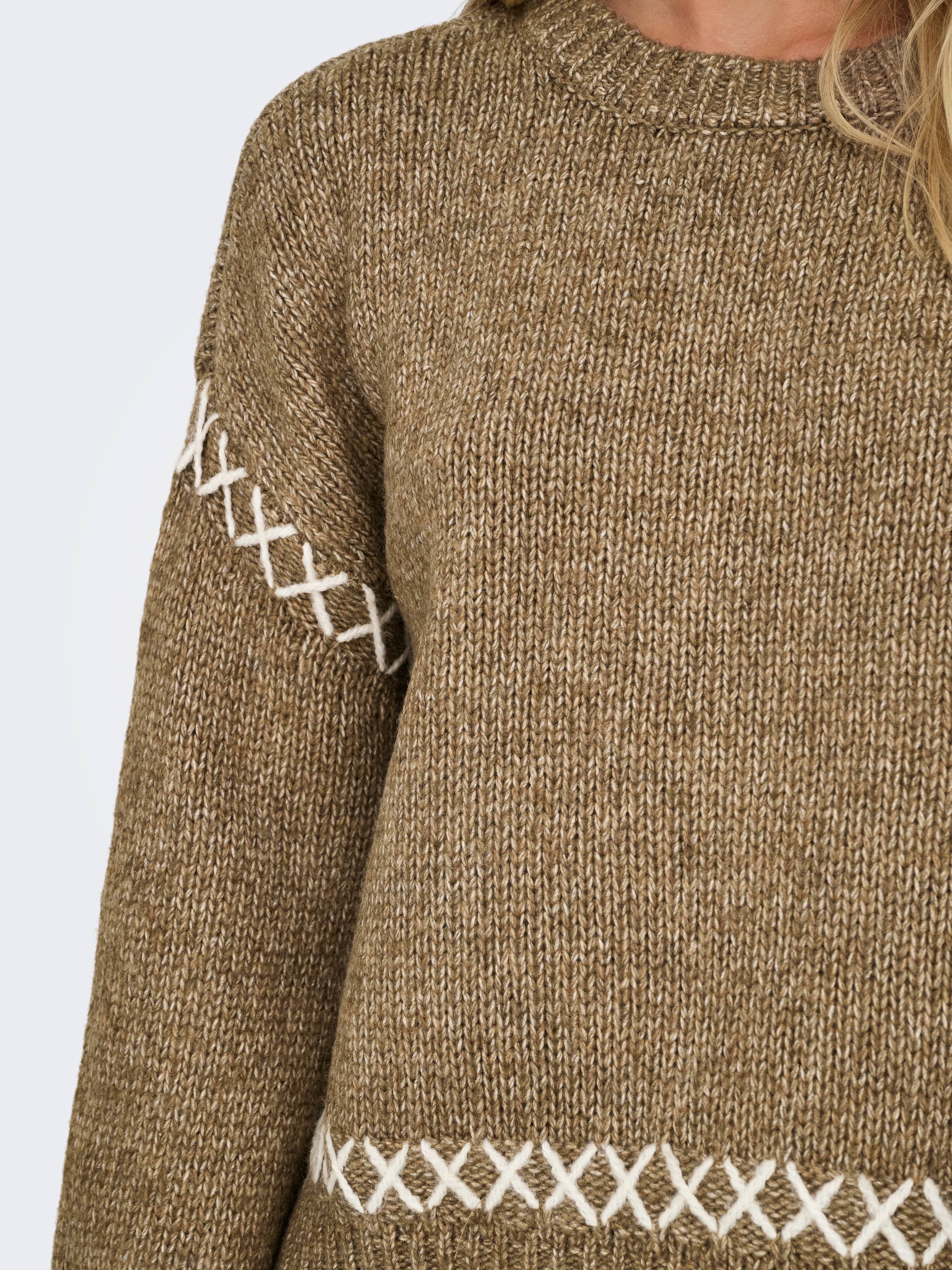 ONLY Rundhalspullover »ONLAMANDA LIFE LS O-NECK DETAIL CC KNT«