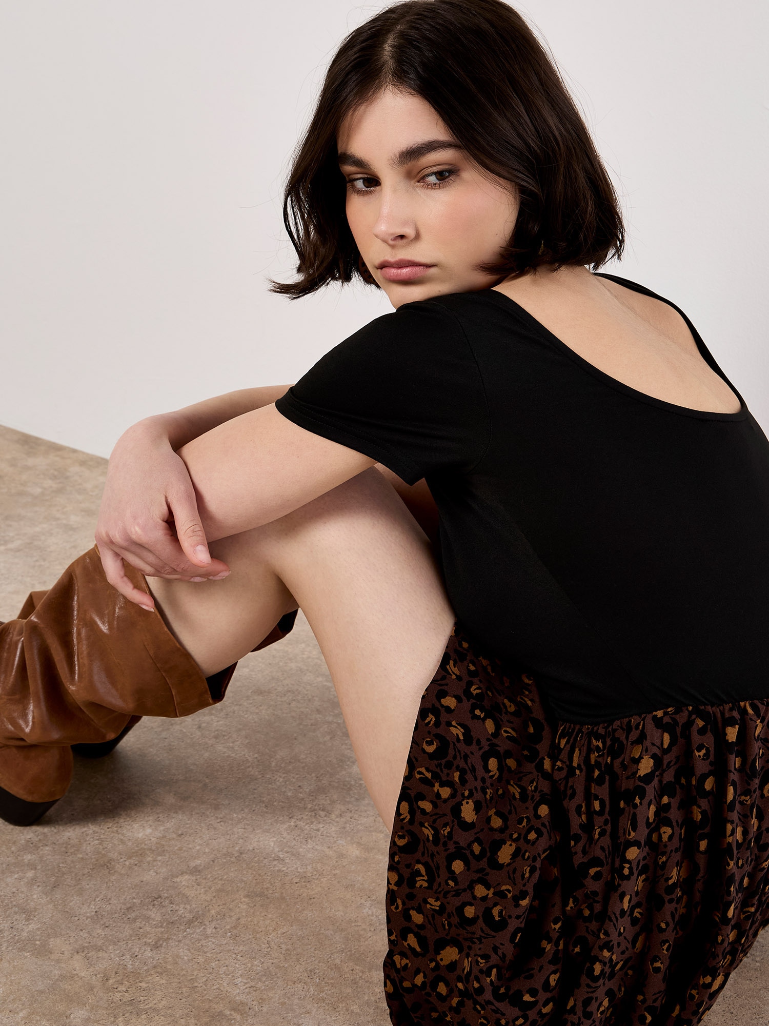 Apricot Minikleid »Animal-Print Kleid« mit Ballonrock