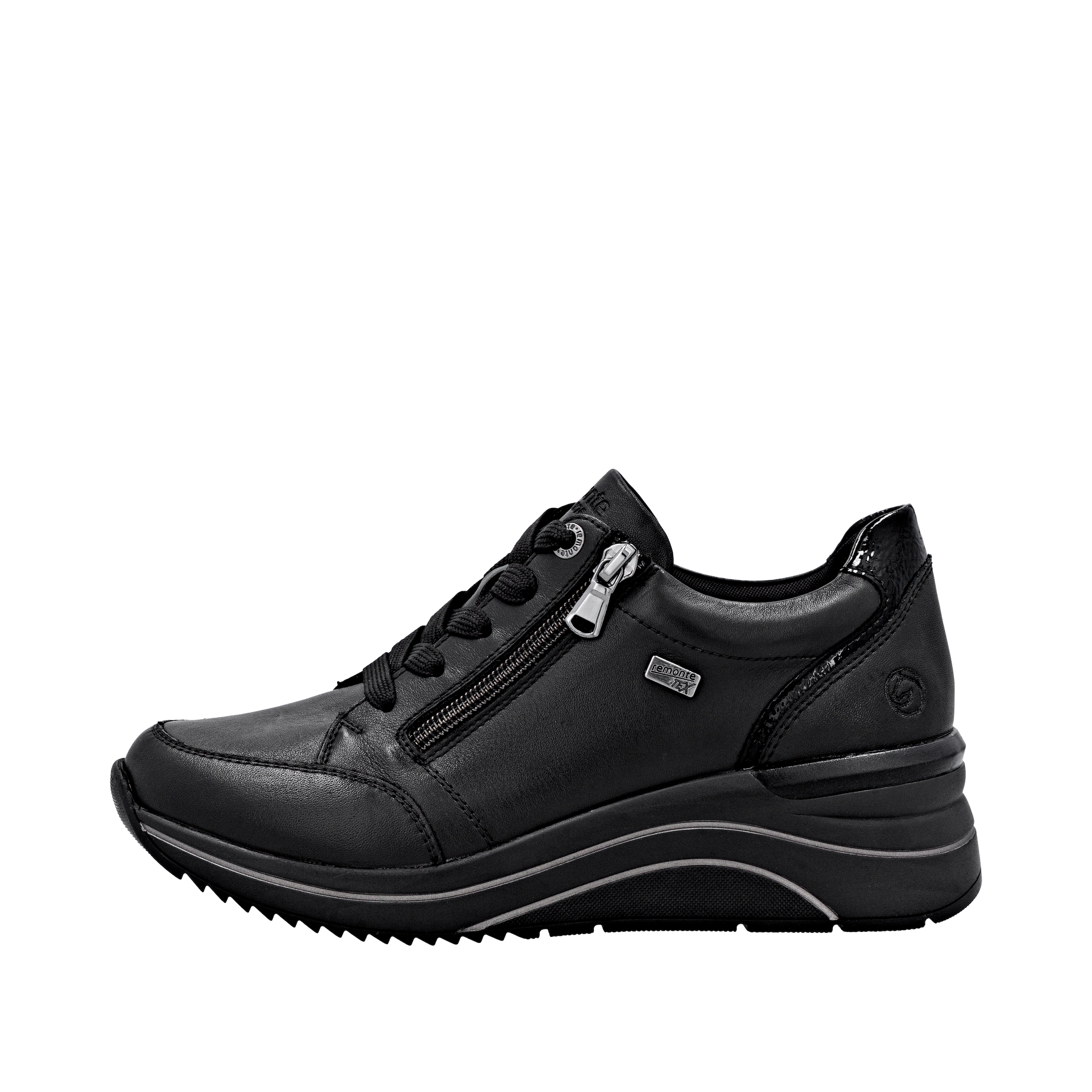 Remonte Keilsneaker, Freizeitschuh, Halbschuh, Schnürschuh mit goldfarbenem Logoanhänger