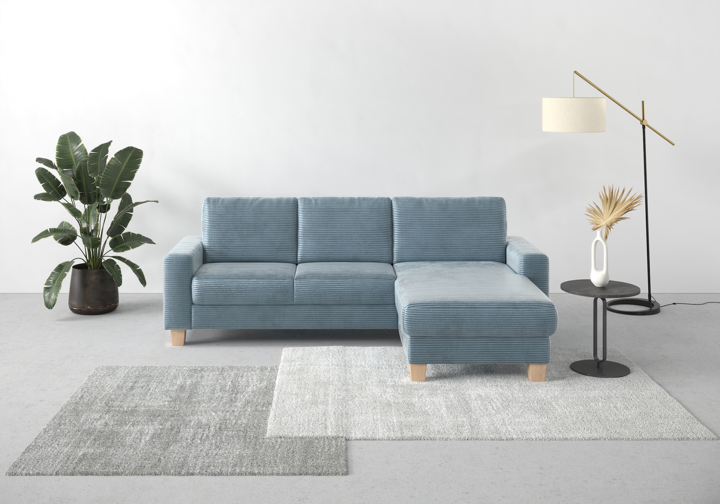 Home affaire Ecksofa »Summer L-Form« mit Recamiere, mit oder ohne Bettfunktion und Bettkasten, Cord-Bezug