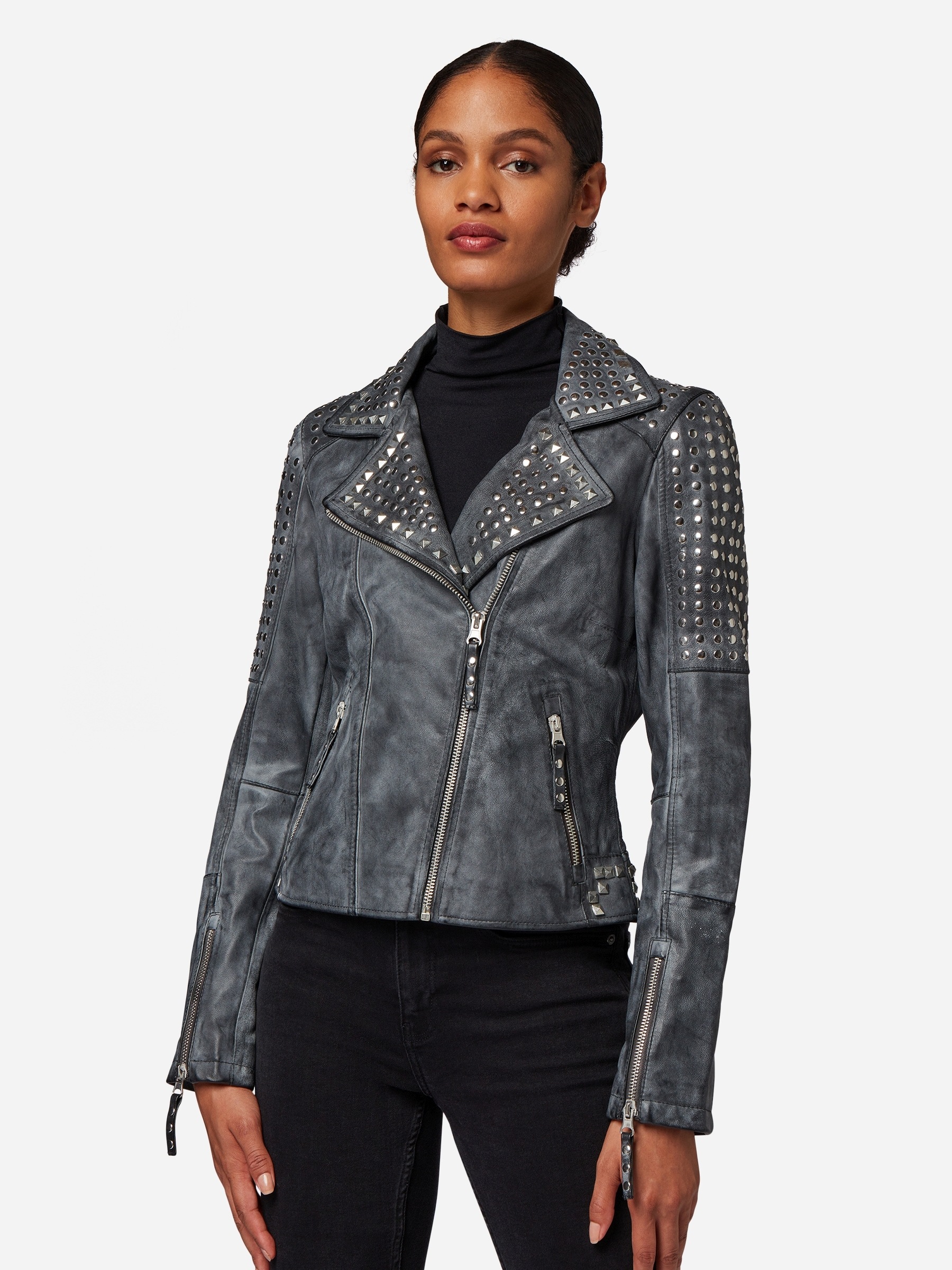 RICANO Bikerjacke »Lederjacke studd« ohne Kapuze Handgefertigt aus echtem Leder